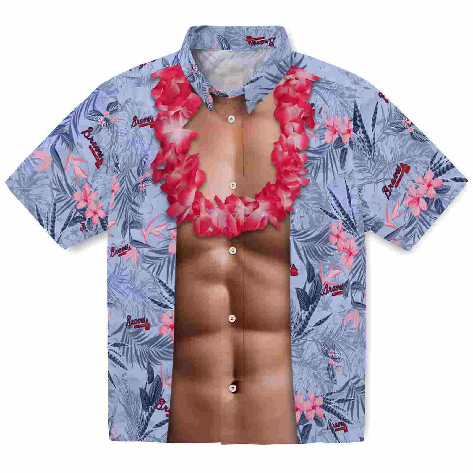 Atlanta Braves Chest Illusion Navy Hawaiian Shirt