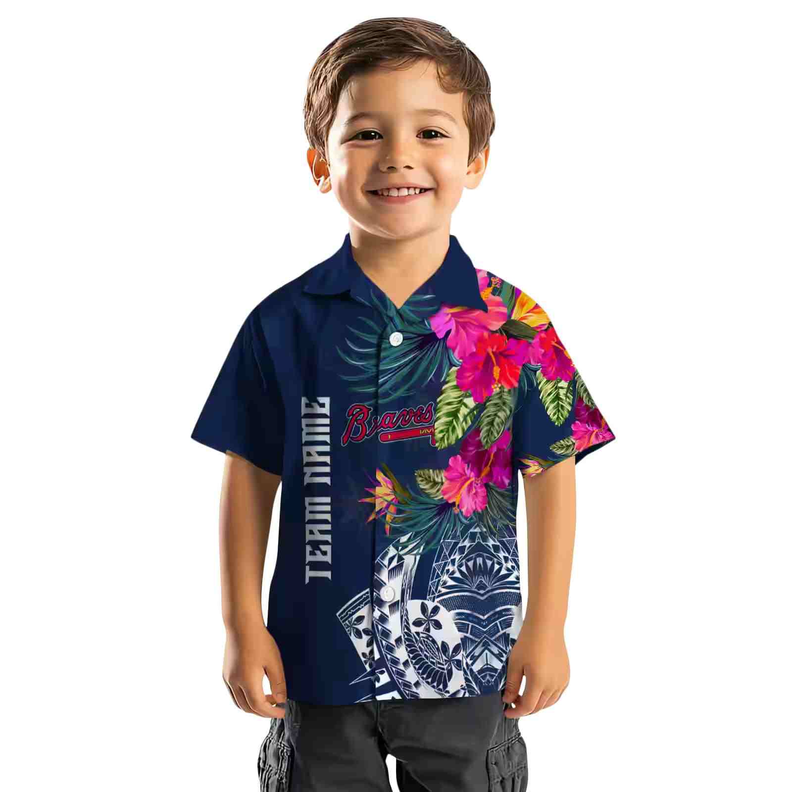 atlanta braves floral polynesian navy hawaiian shirt top rated