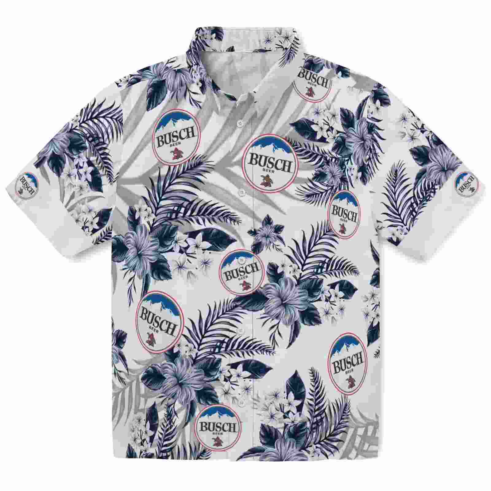 Atlanta Braves Hibiscus Palm Leaves Navy White Hawaiian Shirt