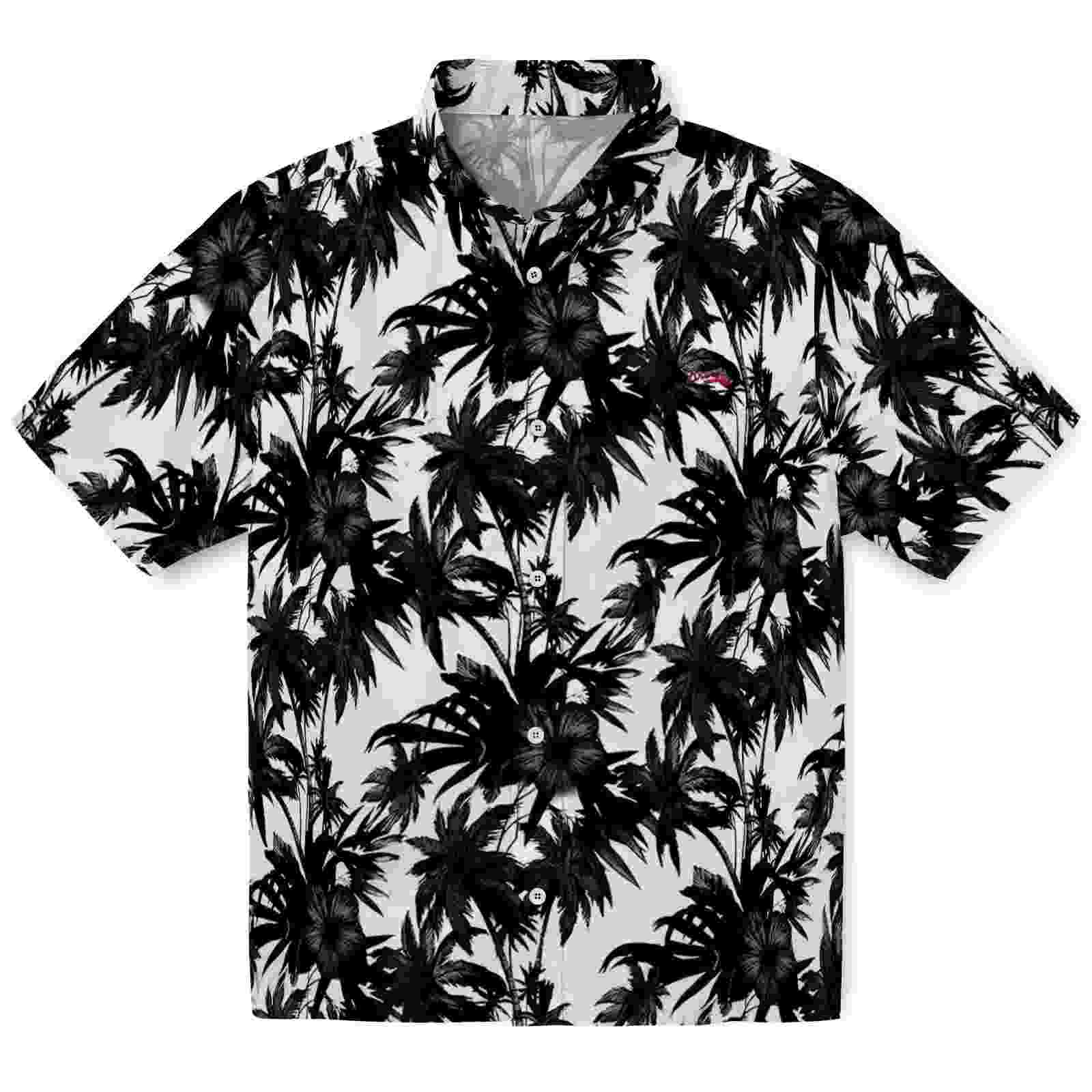 Atlanta Braves Palm Motifs Black White Hawaiian Shirt