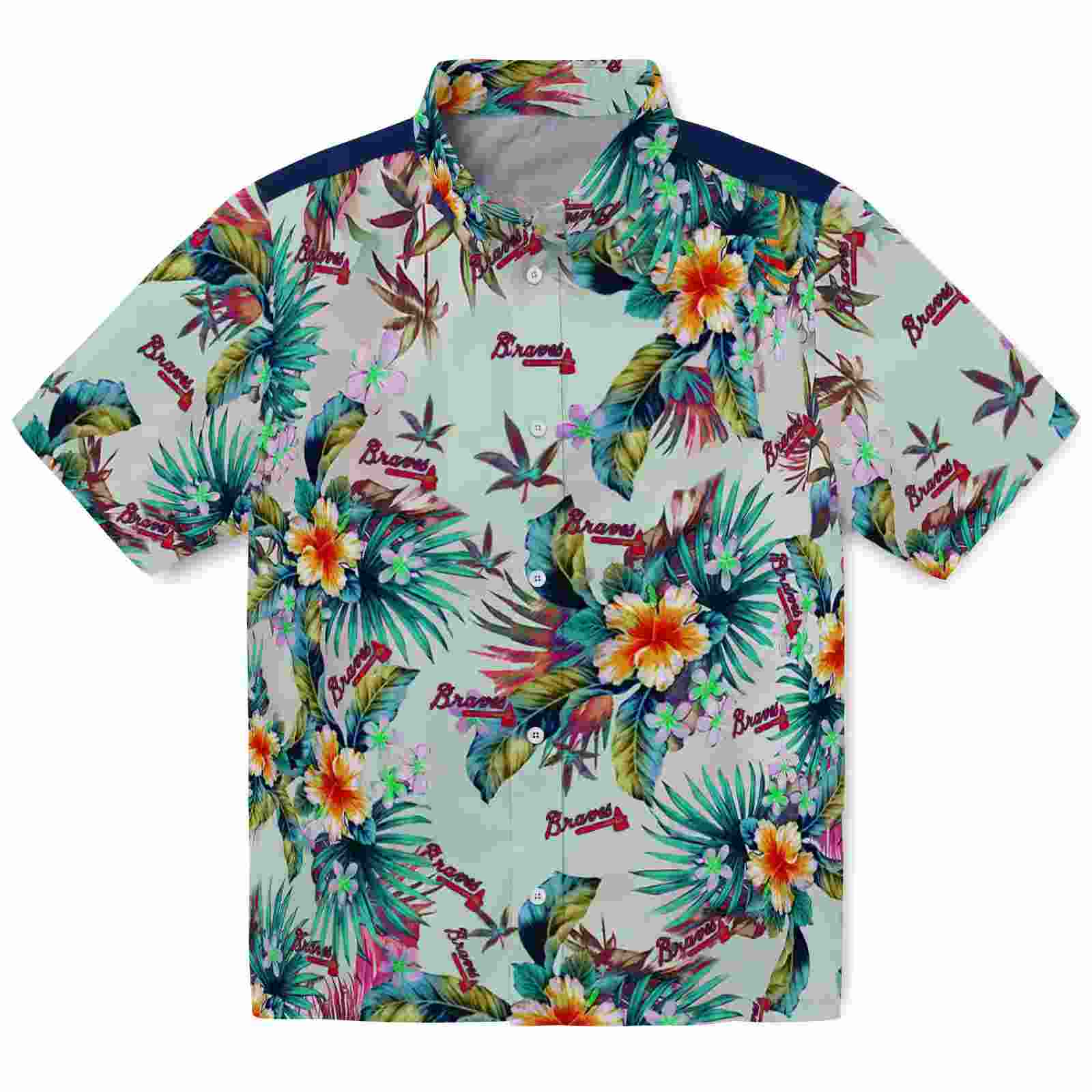 Atlanta Braves Tropical Foliage Green Hawaiian Shirt