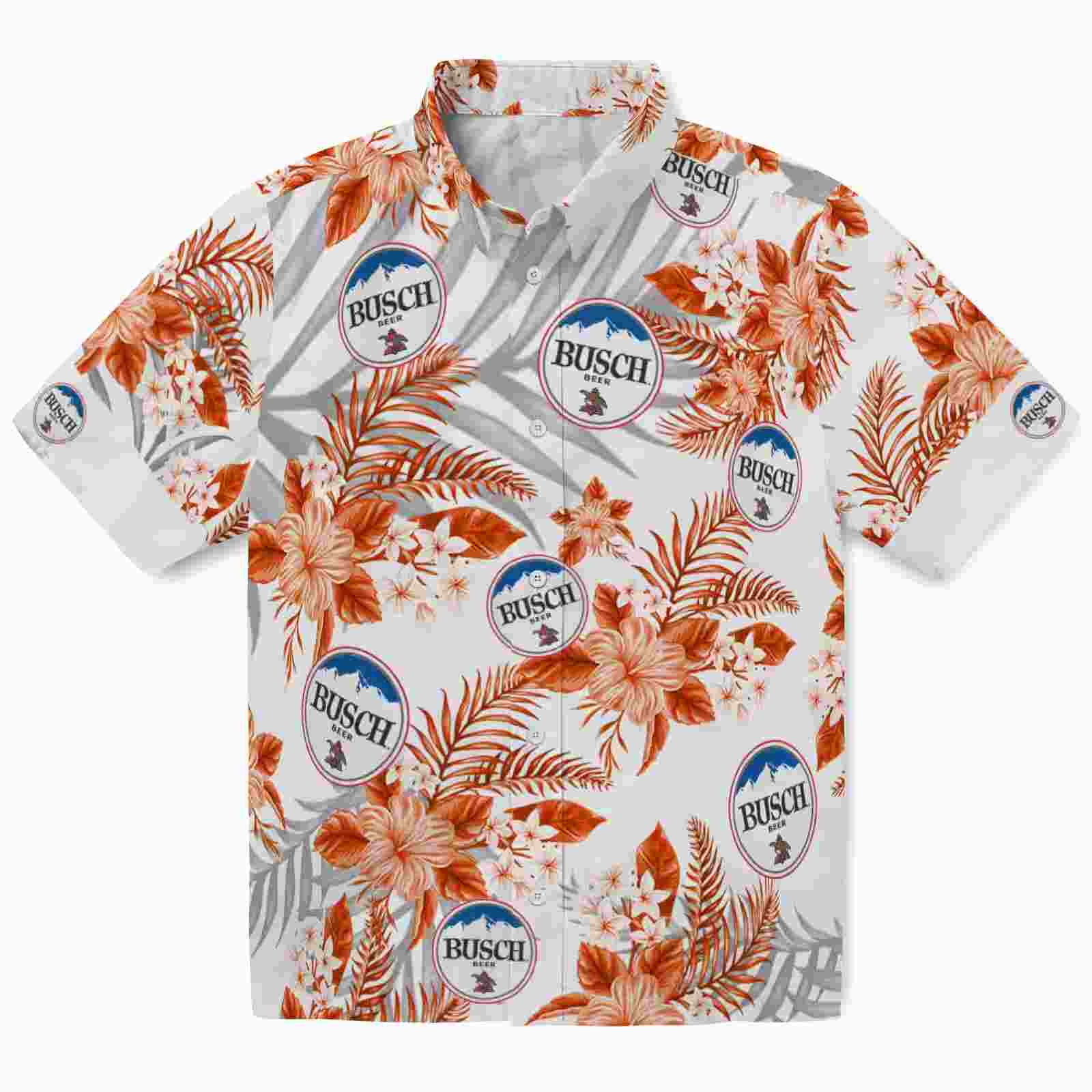 Baltimore Orioles Hibiscus Palm Leaves Orange White Hawaiian Shirt