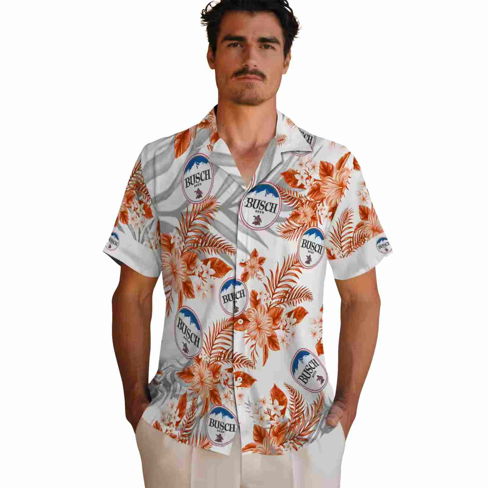 baltimore orioles hibiscus palm leaves orange white hawaiian shirt fashion forward