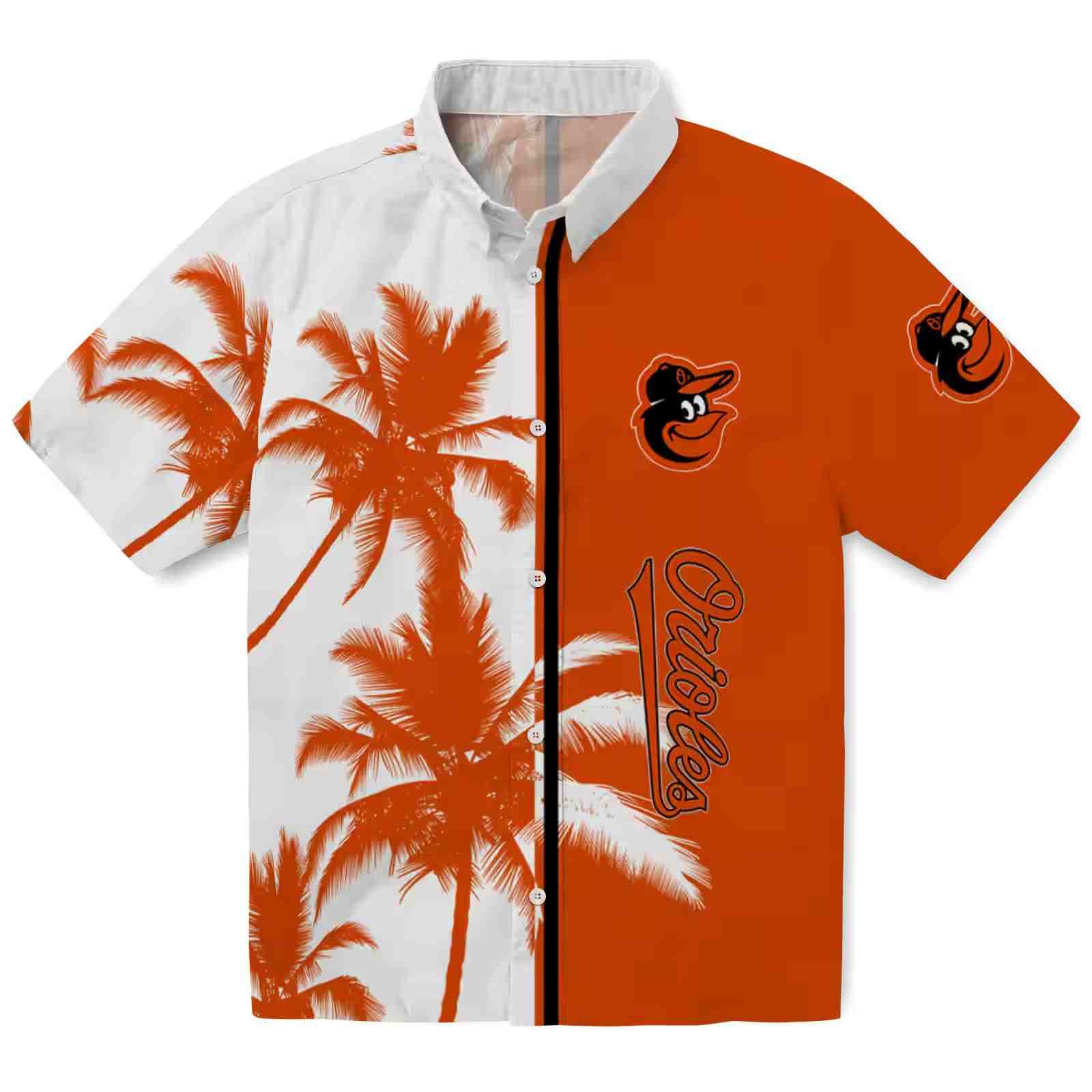 Baltimore Orioles Palm Trees Orange White Hawaiian Shirt