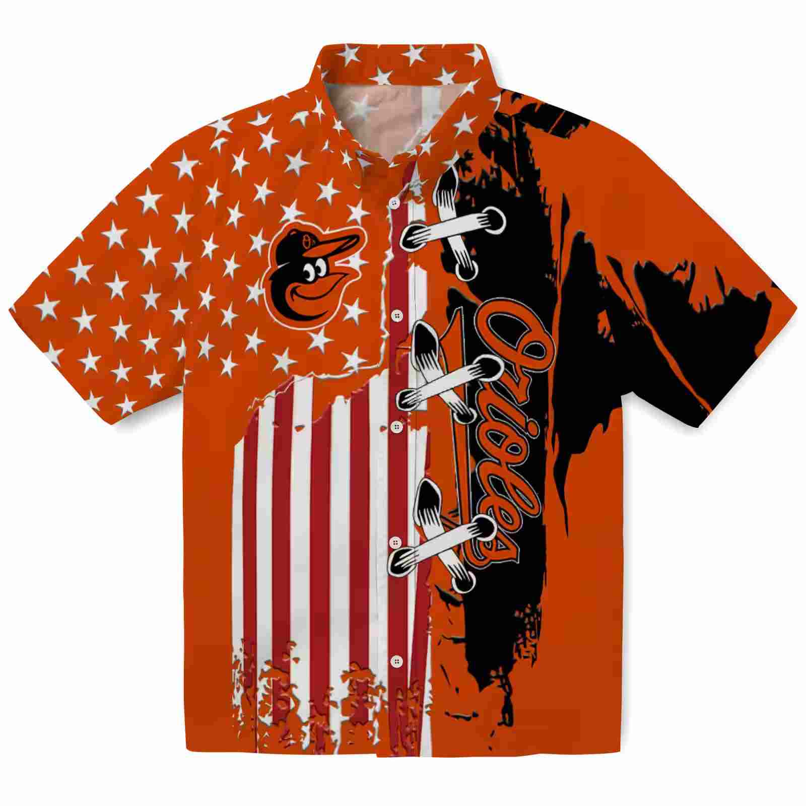 Baltimore Orioles Stitched Flag Orange Hawaiian Shirt