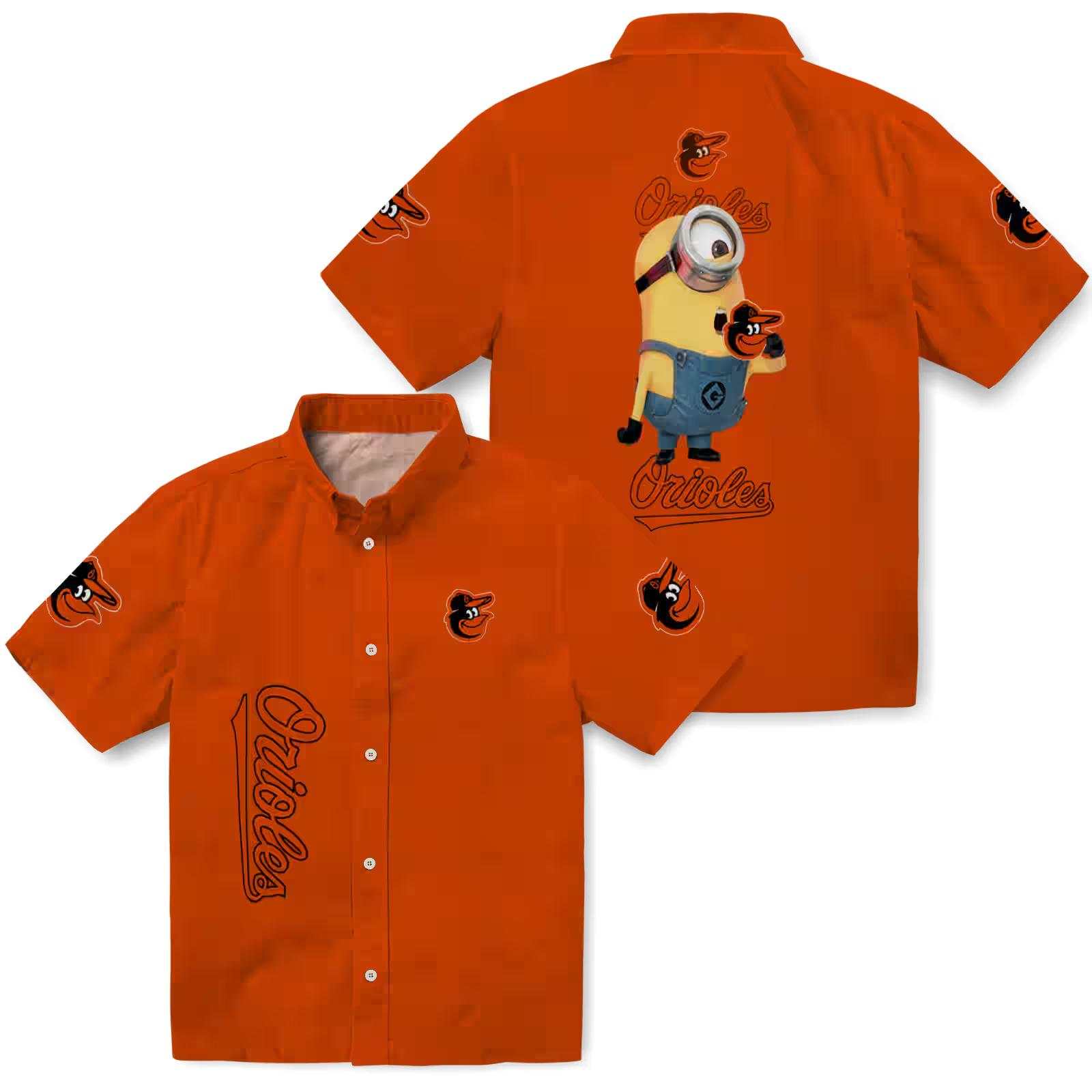 baltimore orioles stuart minion orange hawaiian shirt high quality