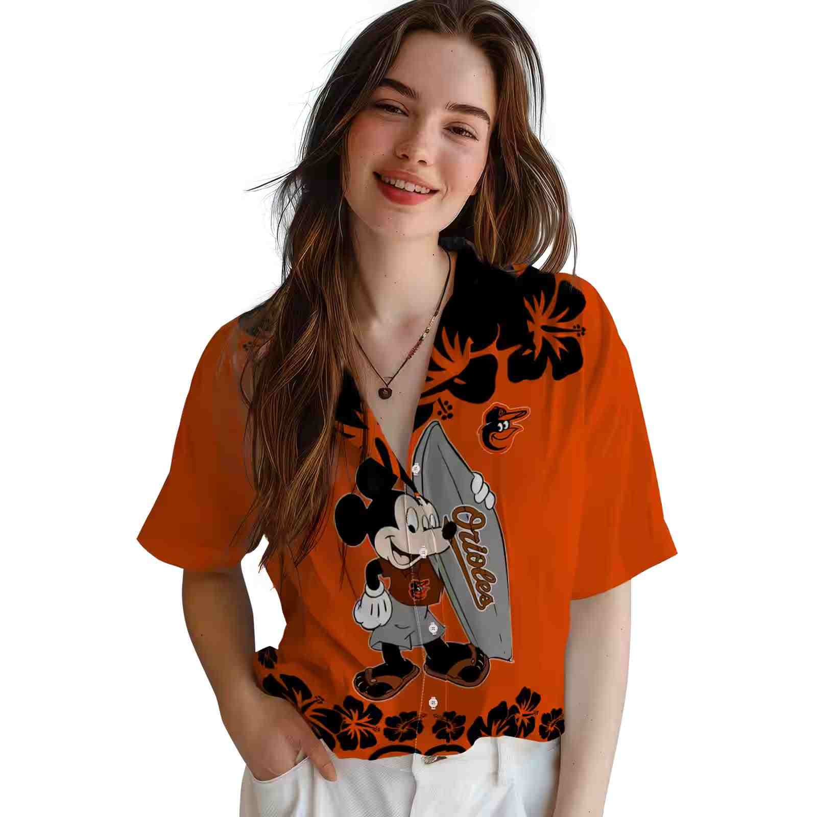 baltimore orioles surfing mickey orange hawaiian shirt latest model