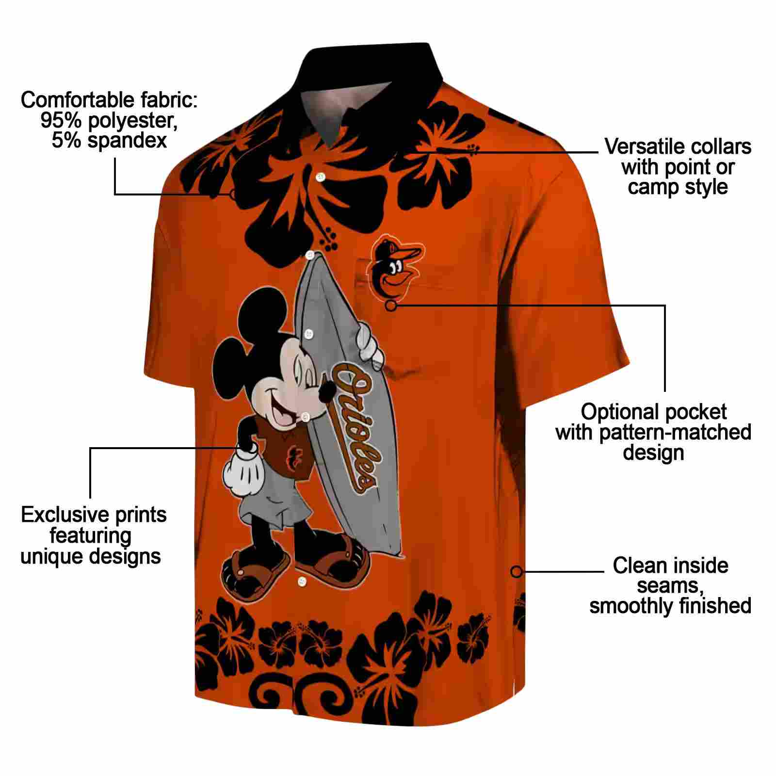 baltimore orioles surfing mickey orange hawaiian shirt new arrival