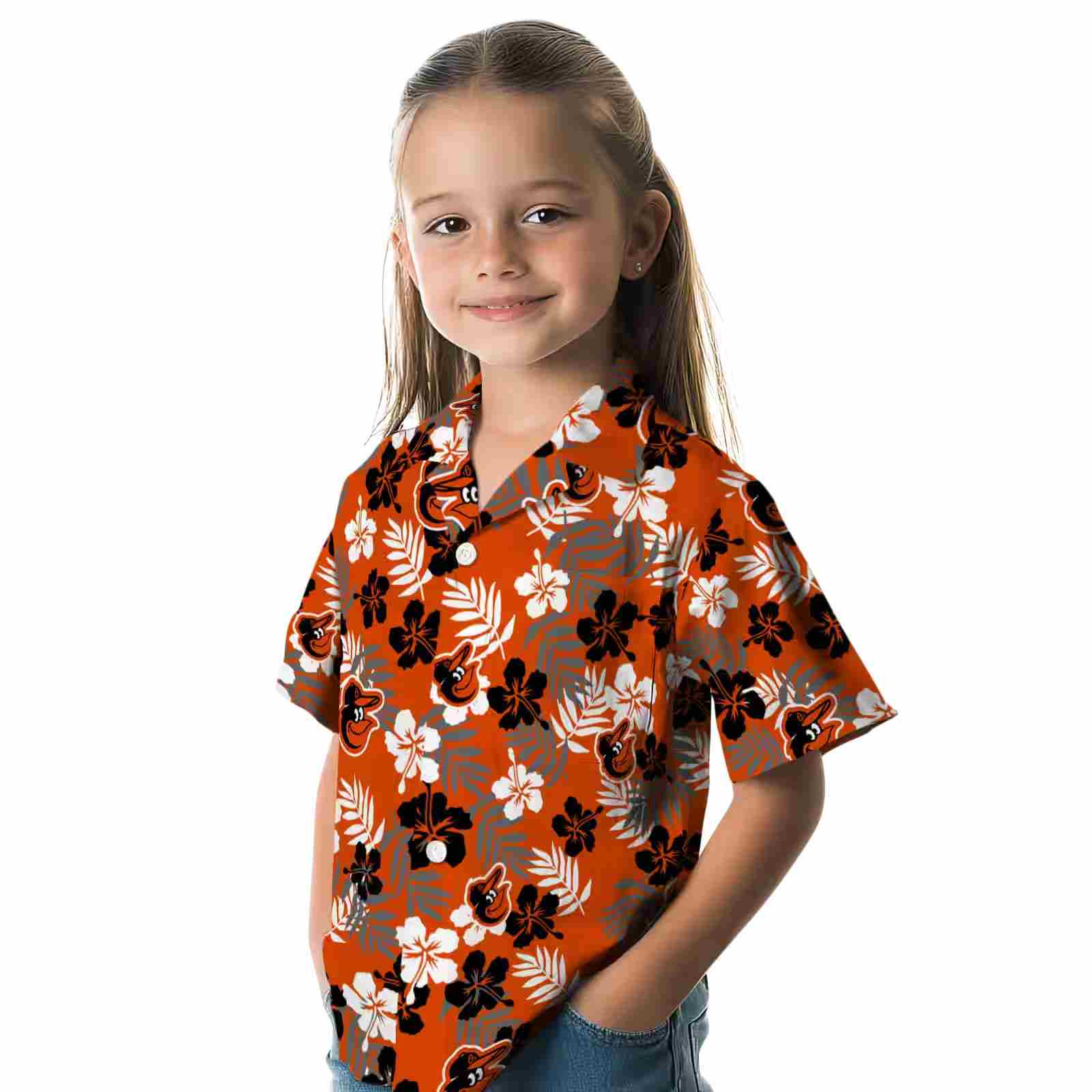 baltimore orioles tropical floral orange hawaiian shirt premium grade