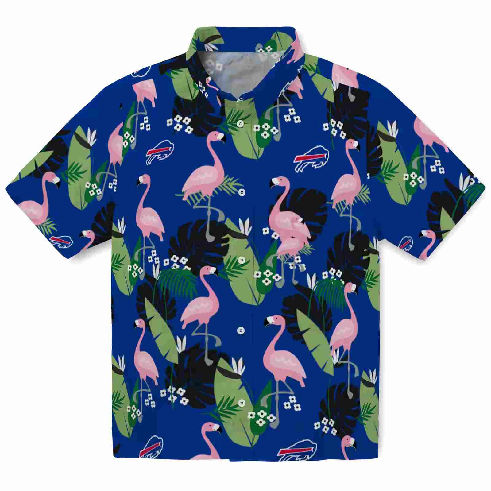 Buffalo Bills Flamingo Leaf Motif Blue Hawaiian Shirt