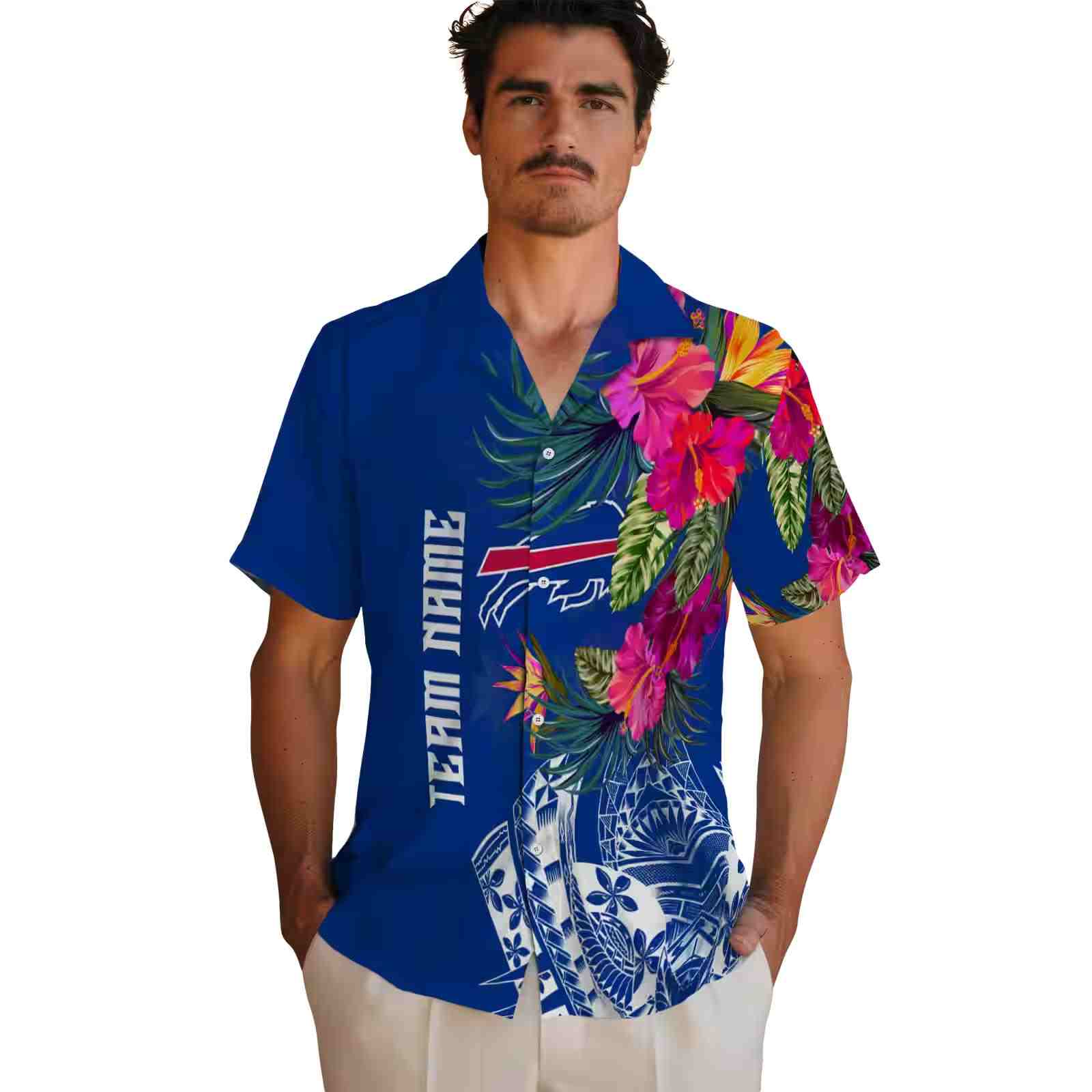 buffalo bills floral polynesian blue hawaiian shirt fashion forward