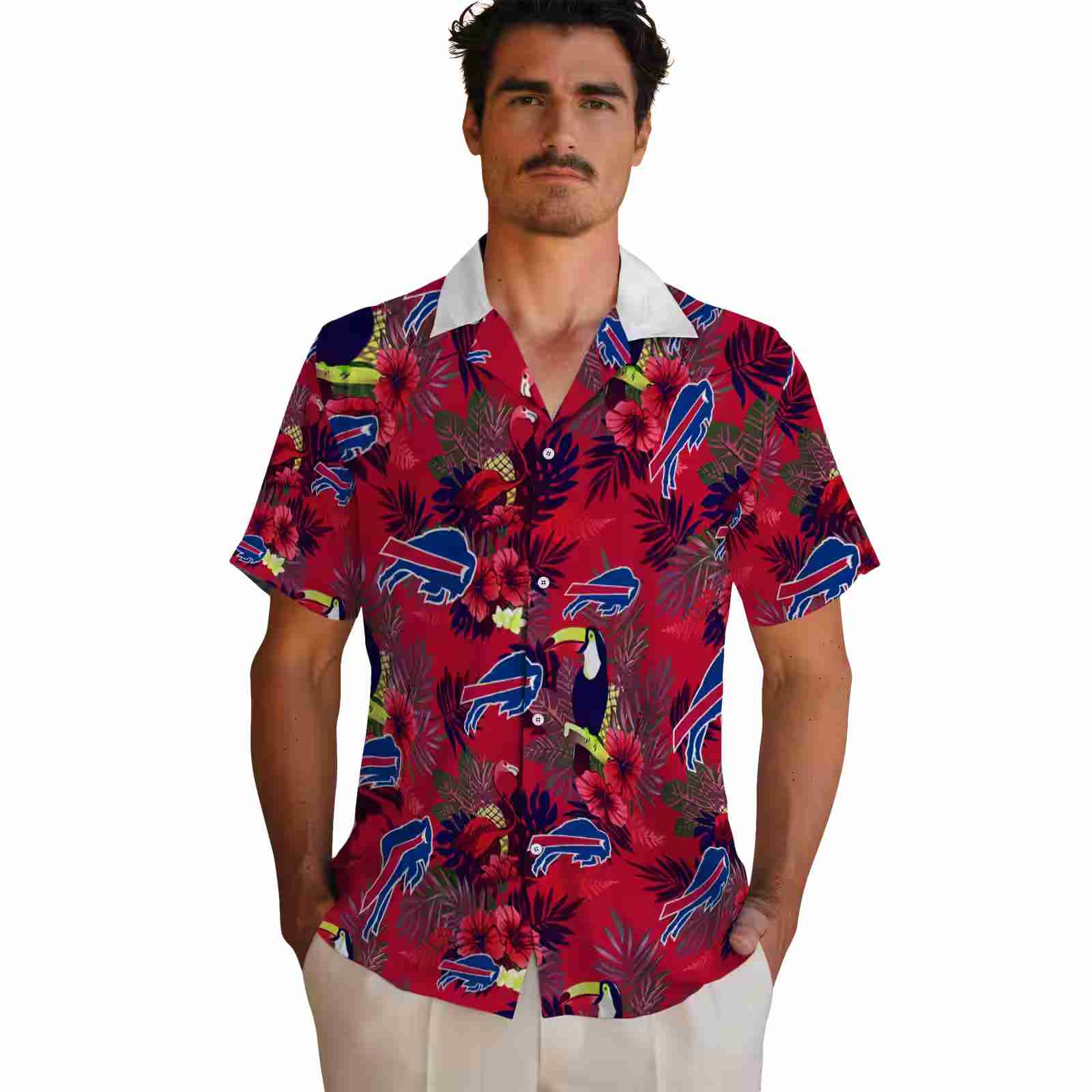 buffalo bills floral toucan blue red hawaiian shirt fashion forward