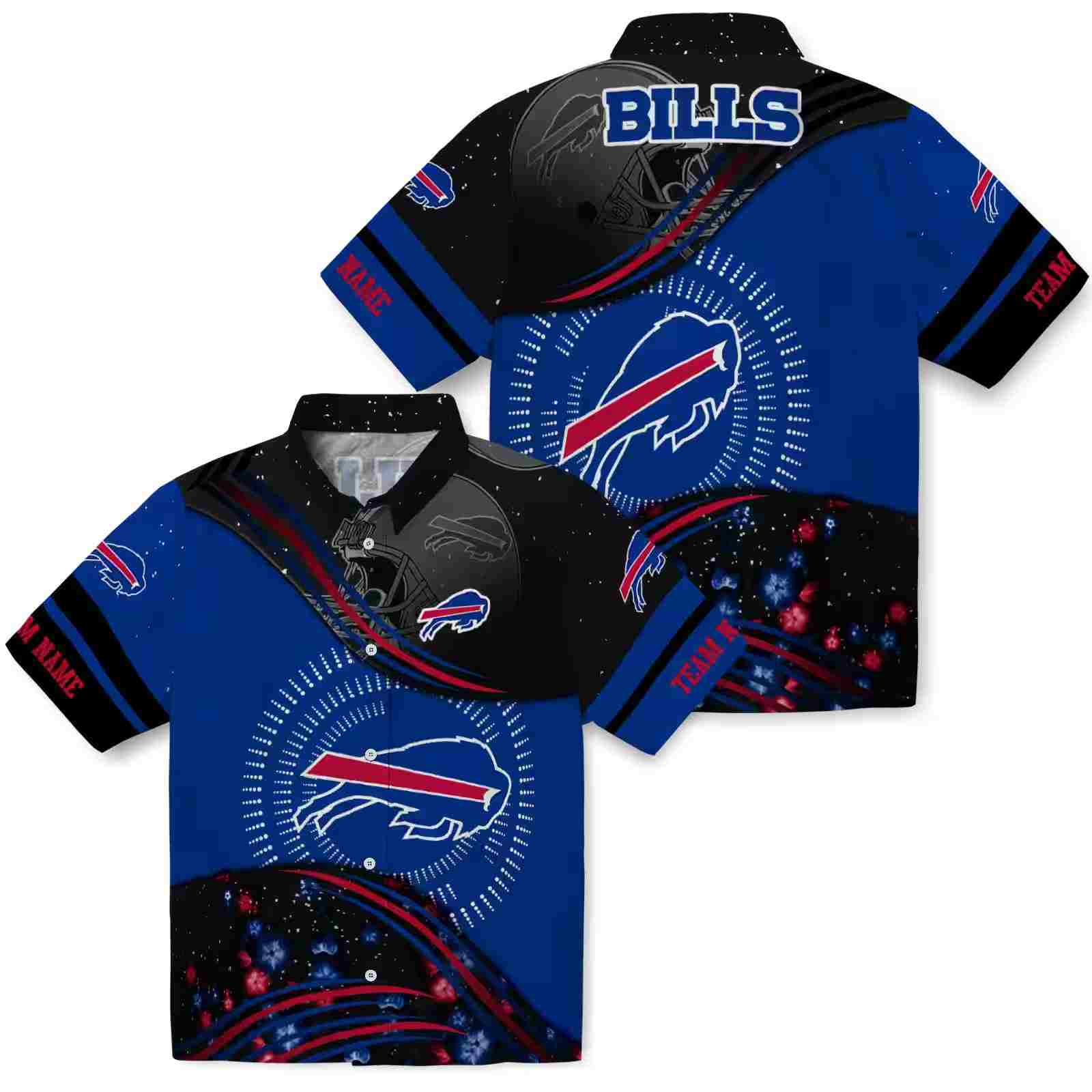 buffalo bills football wave blue black hawaiian shirt high quality