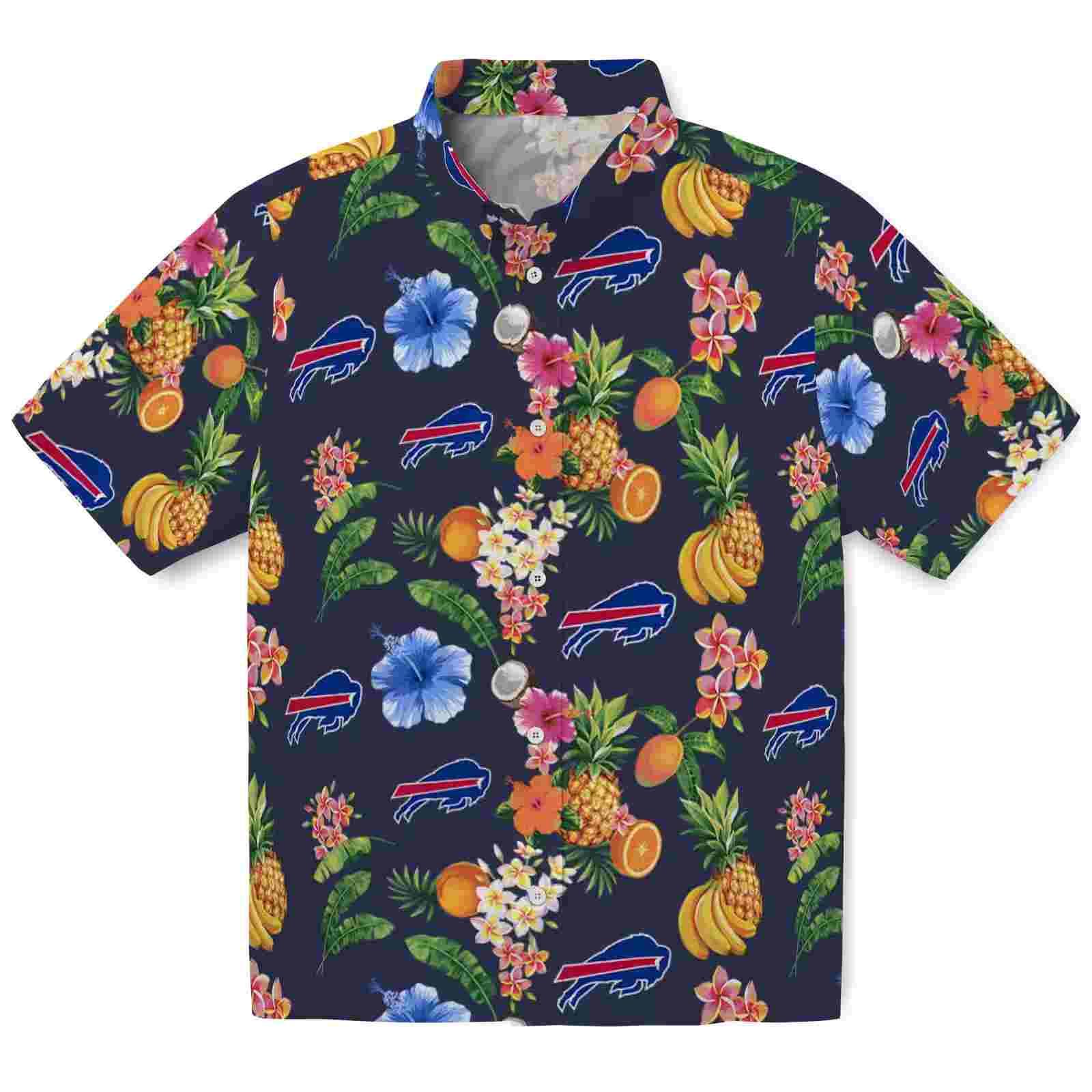 buffalo bills hibiscus and fruit navy blue hawaiian shirt best selling