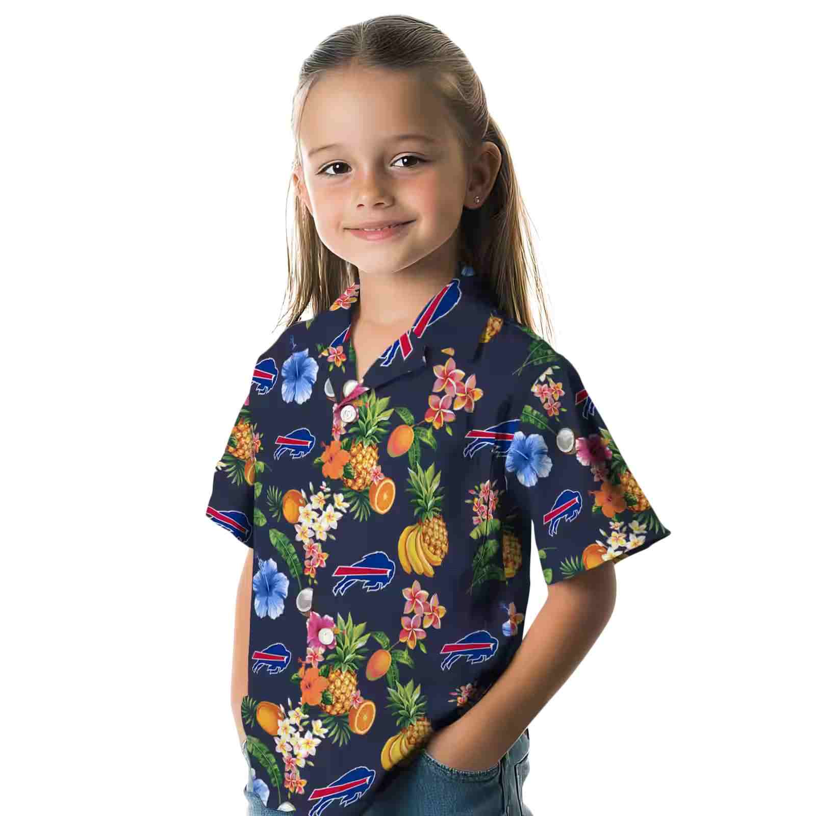 buffalo bills hibiscus and fruit navy blue hawaiian shirt premium grade