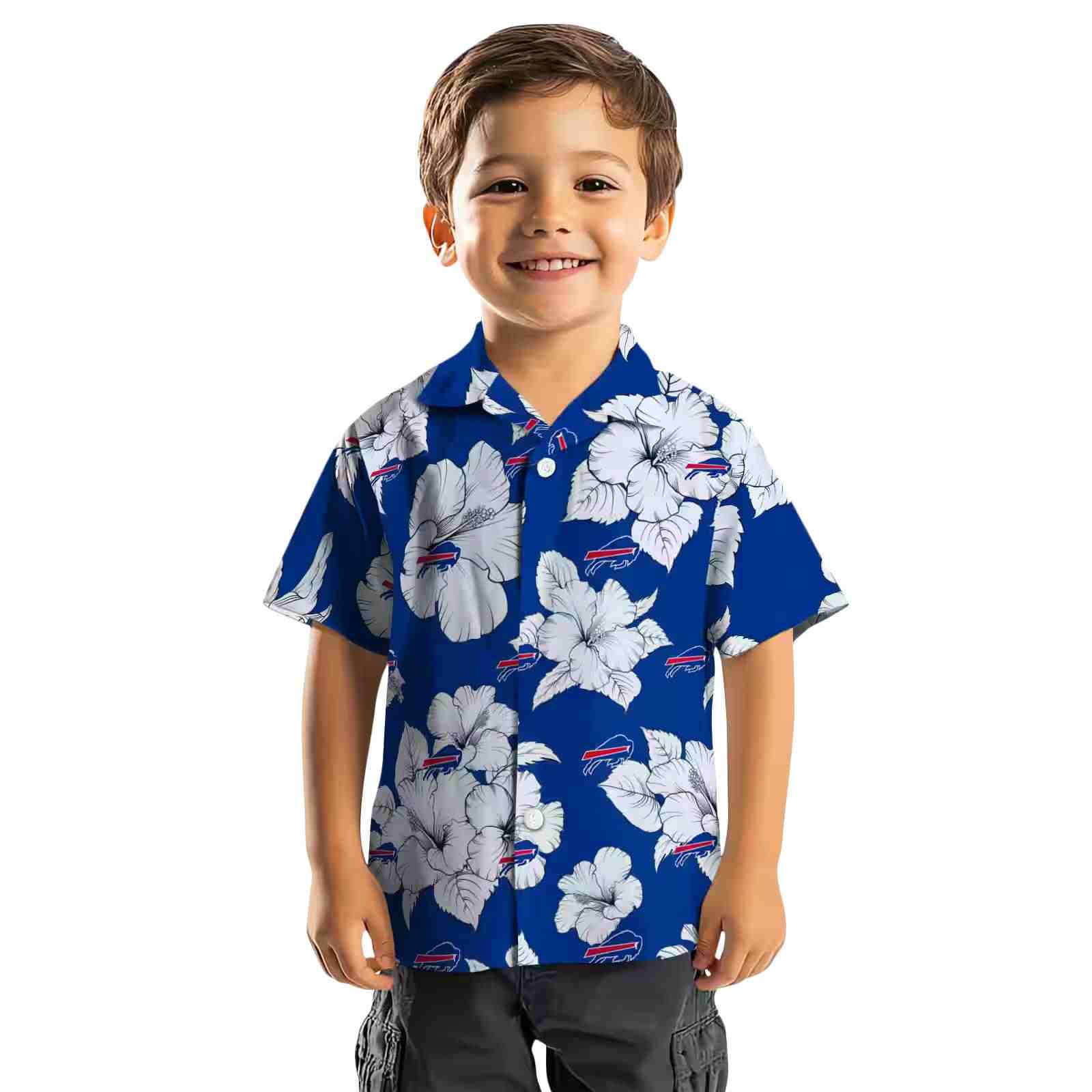 buffalo bills hibiscus blooms blue white hawaiian shirt top rated