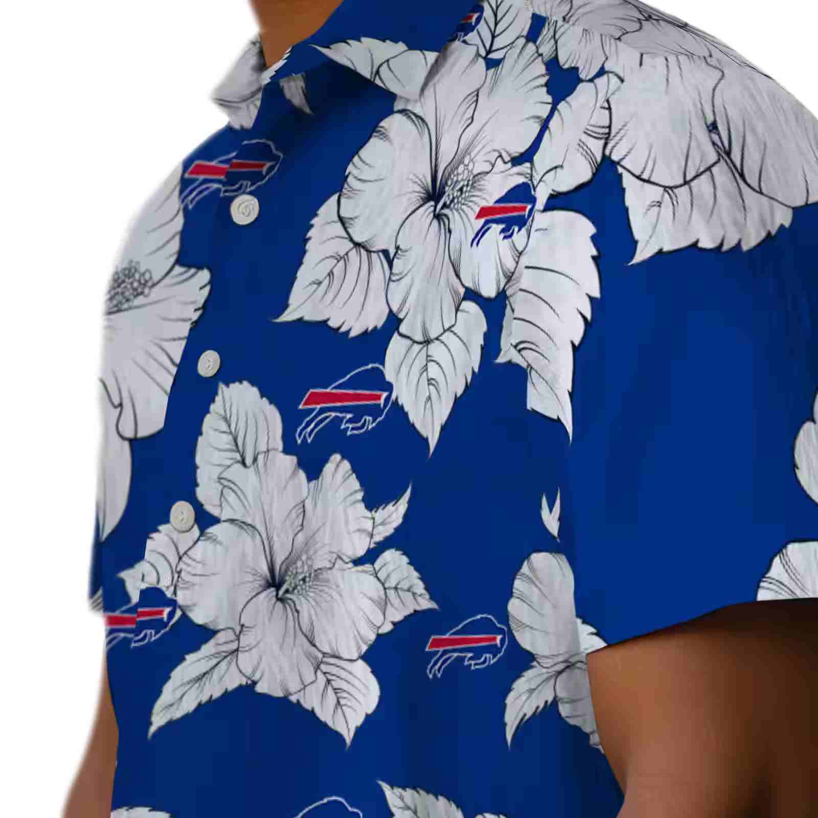 buffalo bills hibiscus blooms blue white hawaiian shirt trendy