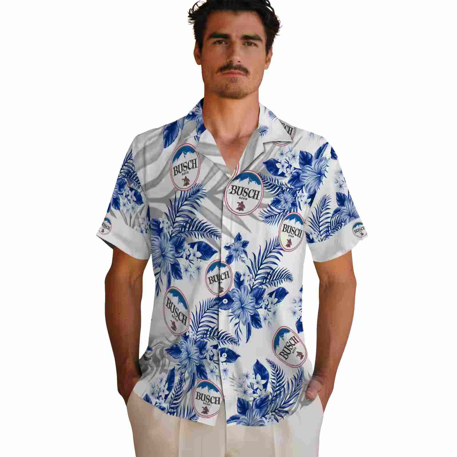 buffalo bills hibiscus palm leaves blue white hawaiian shirt fashion forward