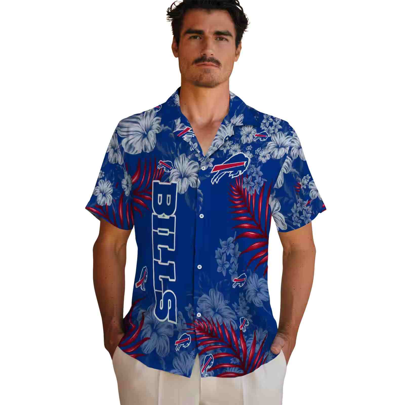 buffalo bills hibiscus print blue hawaiian shirt fashion forward