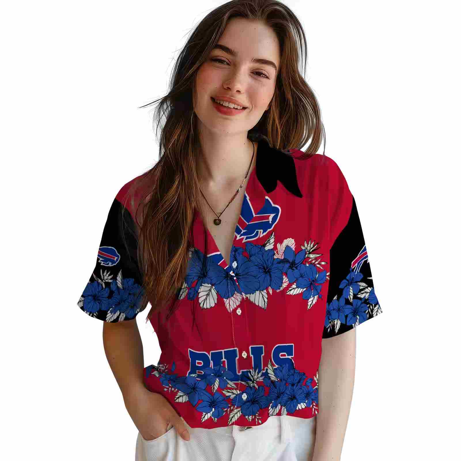 buffalo bills hibiscus stripe blue black hawaiian shirt latest model