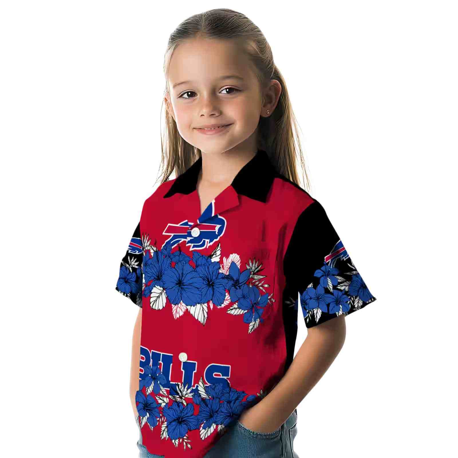 buffalo bills hibiscus stripe blue black hawaiian shirt premium grade