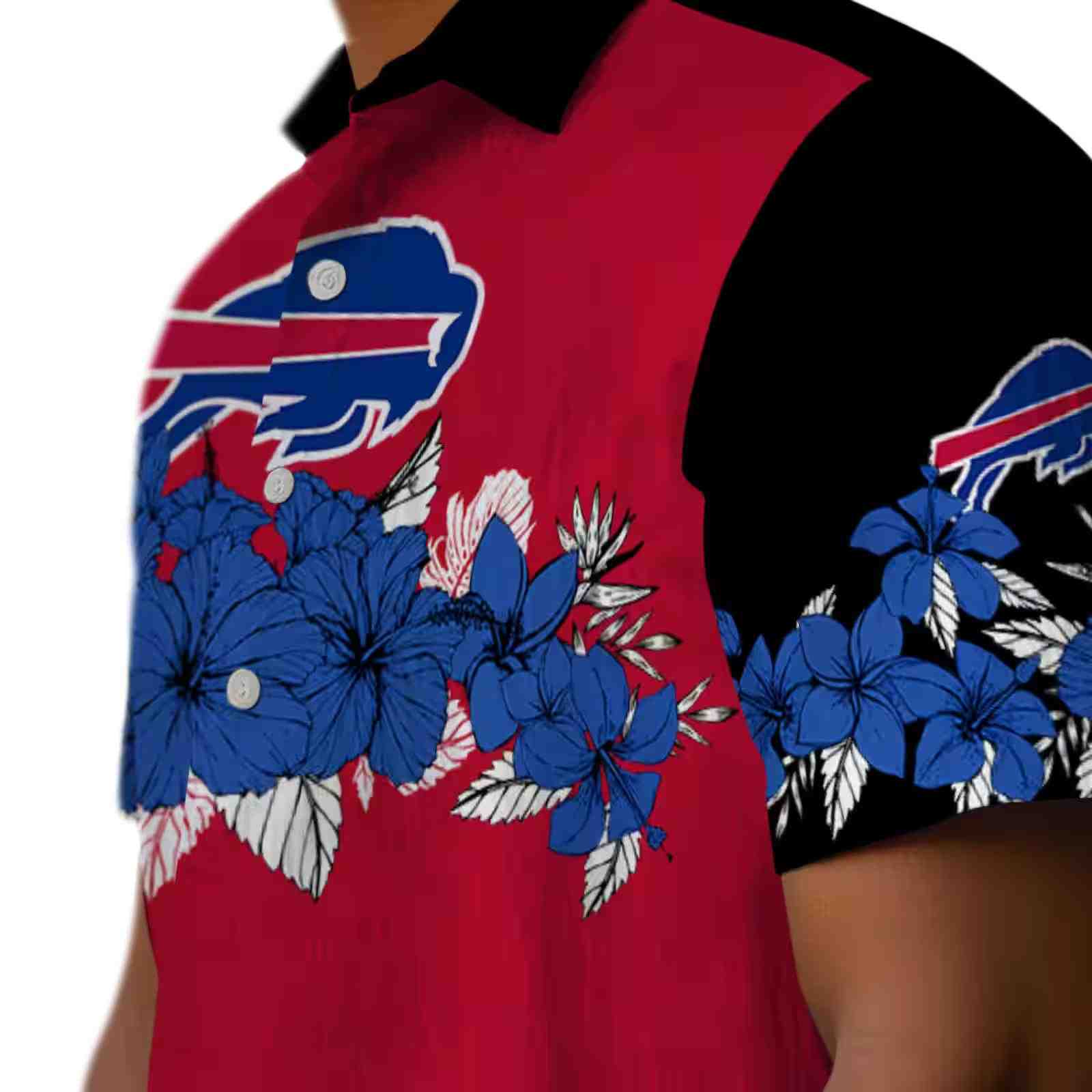 buffalo bills hibiscus stripe blue black hawaiian shirt trendy