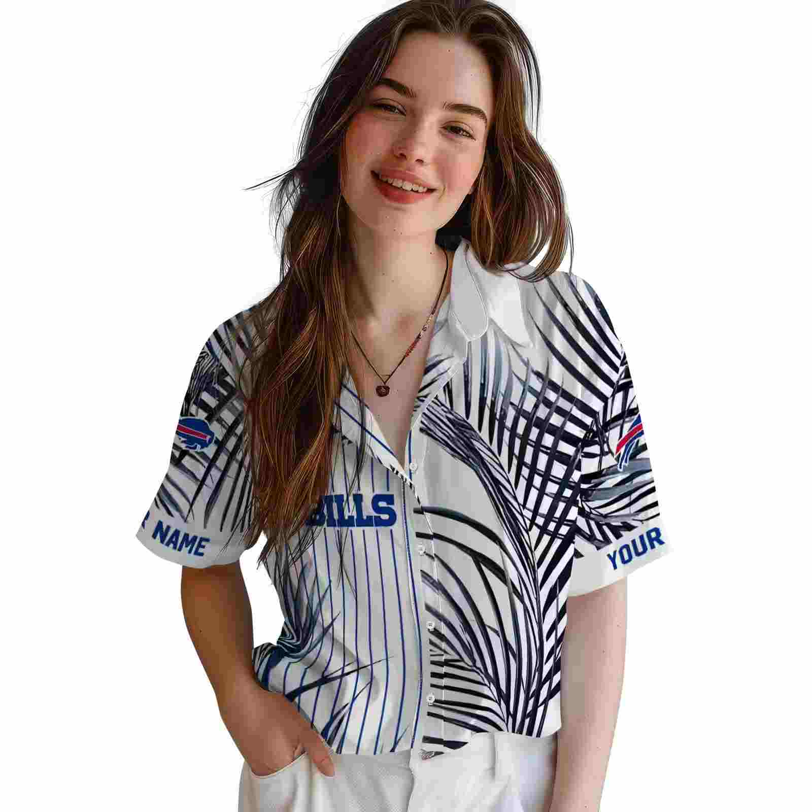 buffalo bills palm stripes blue black white hawaiian shirt latest model