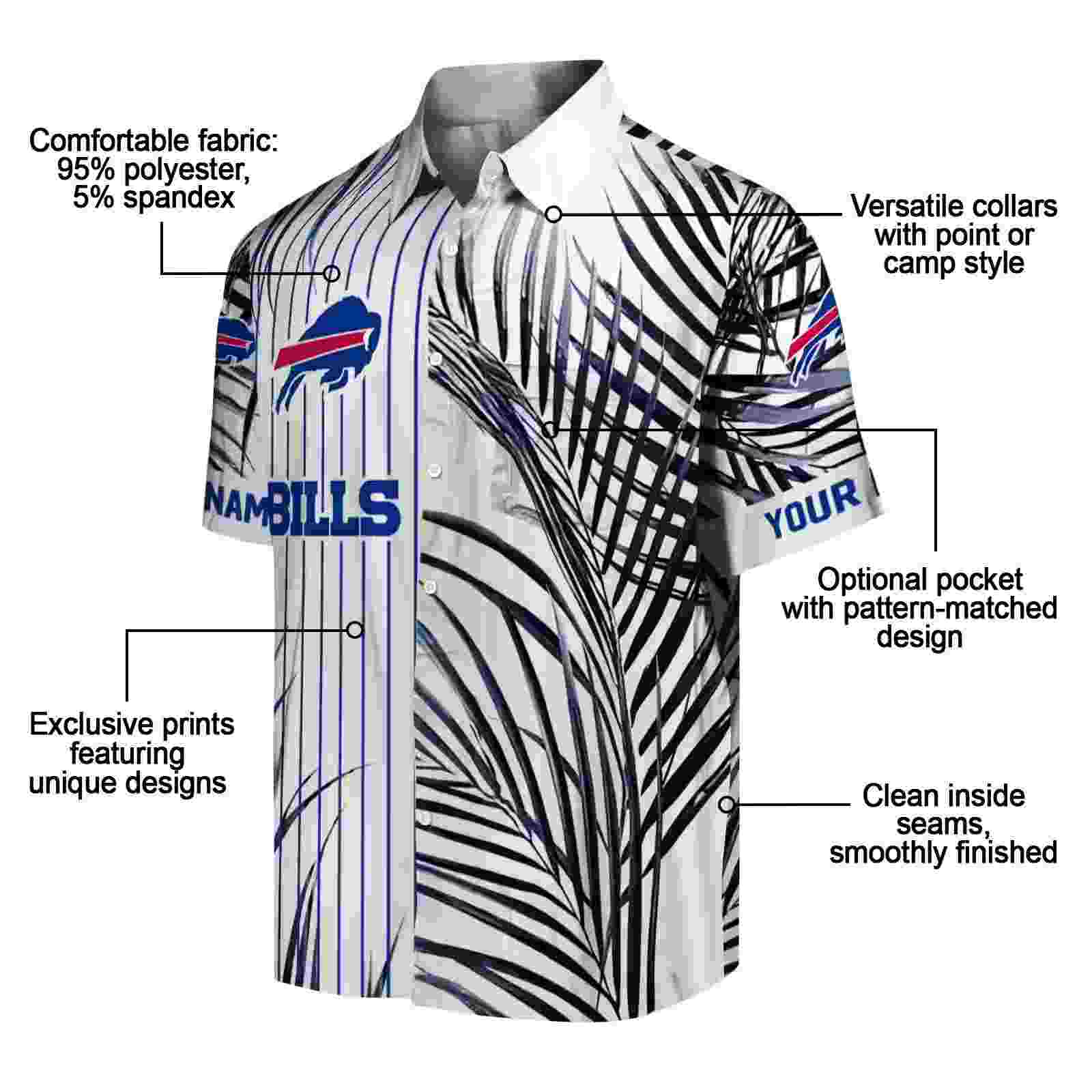 buffalo bills palm stripes blue black white hawaiian shirt new arrival