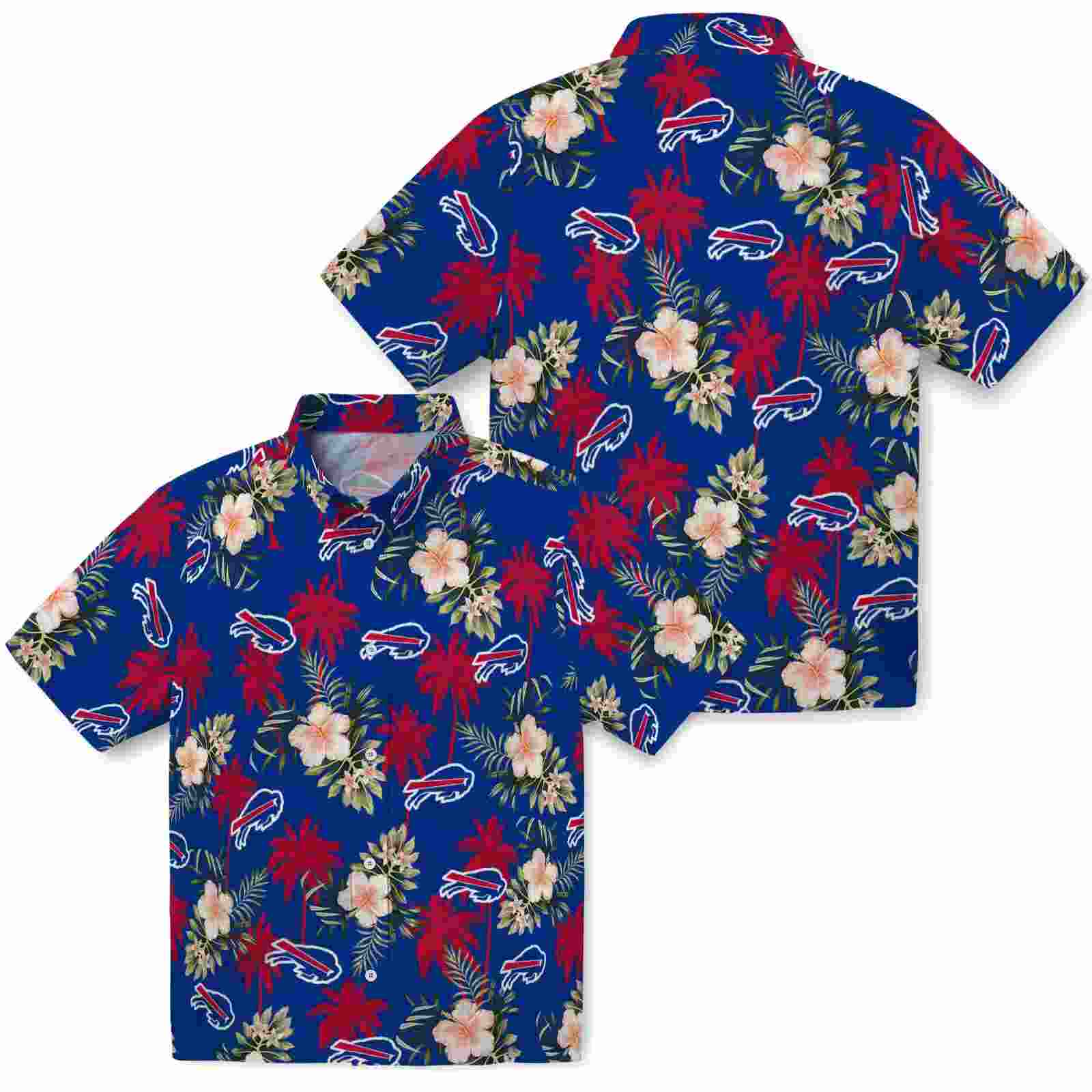 buffalo bills palm tree flower blue hawaiian shirt high quality