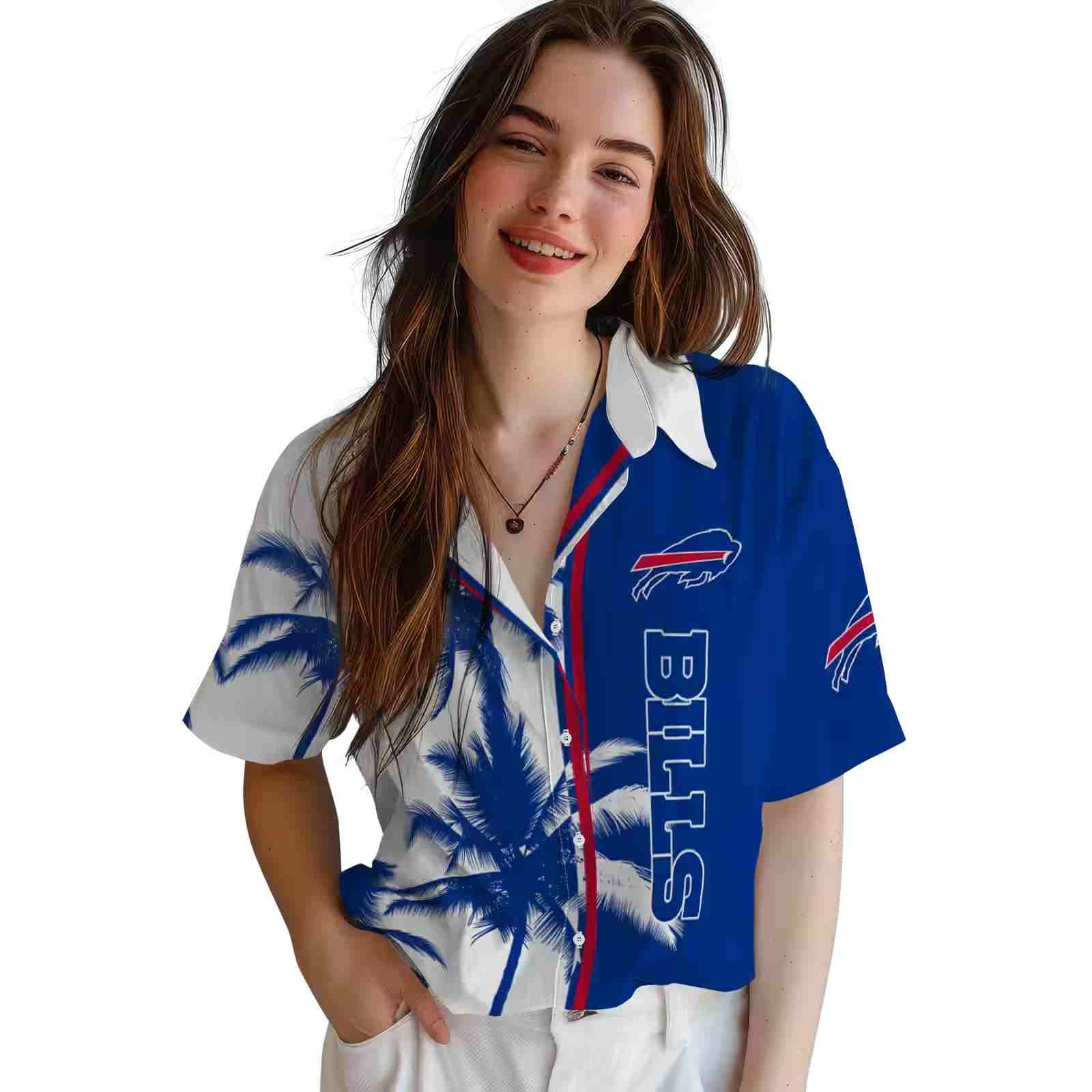 buffalo bills palm trees blue white hawaiian shirt latest model