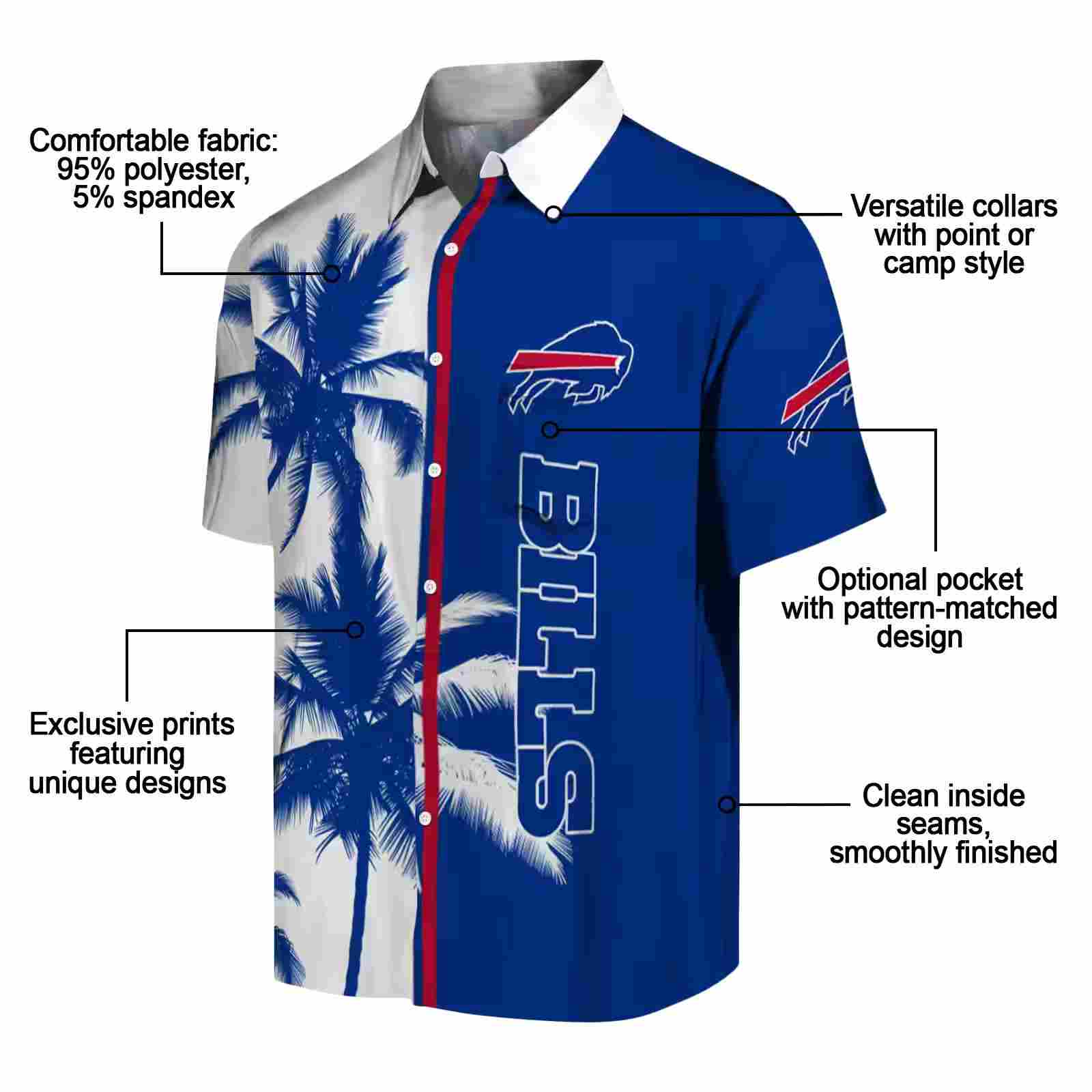 buffalo bills palm trees blue white hawaiian shirt new arrival