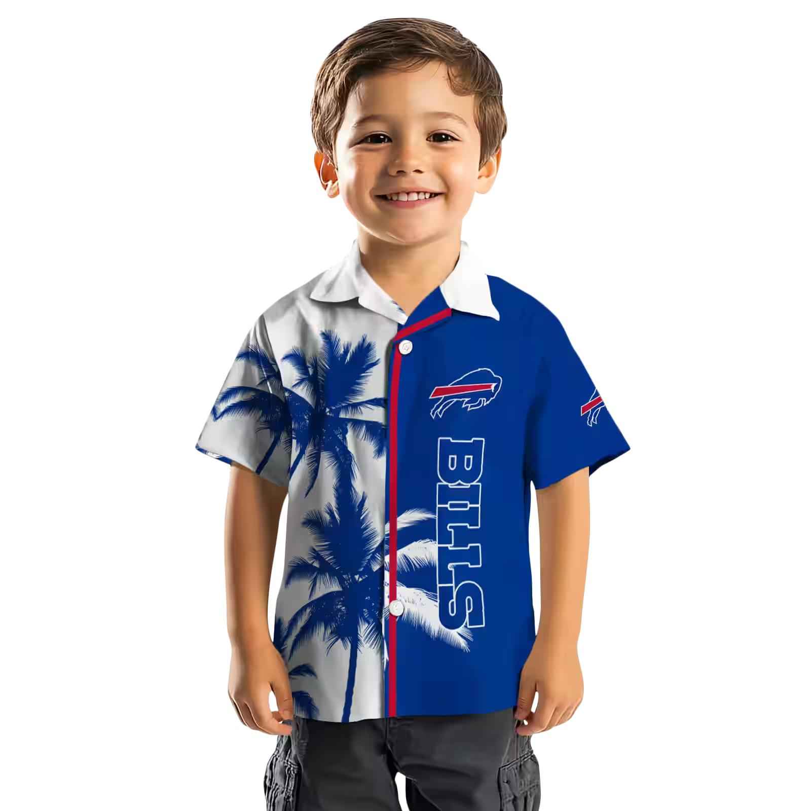 buffalo bills palm trees blue white hawaiian shirt top rated