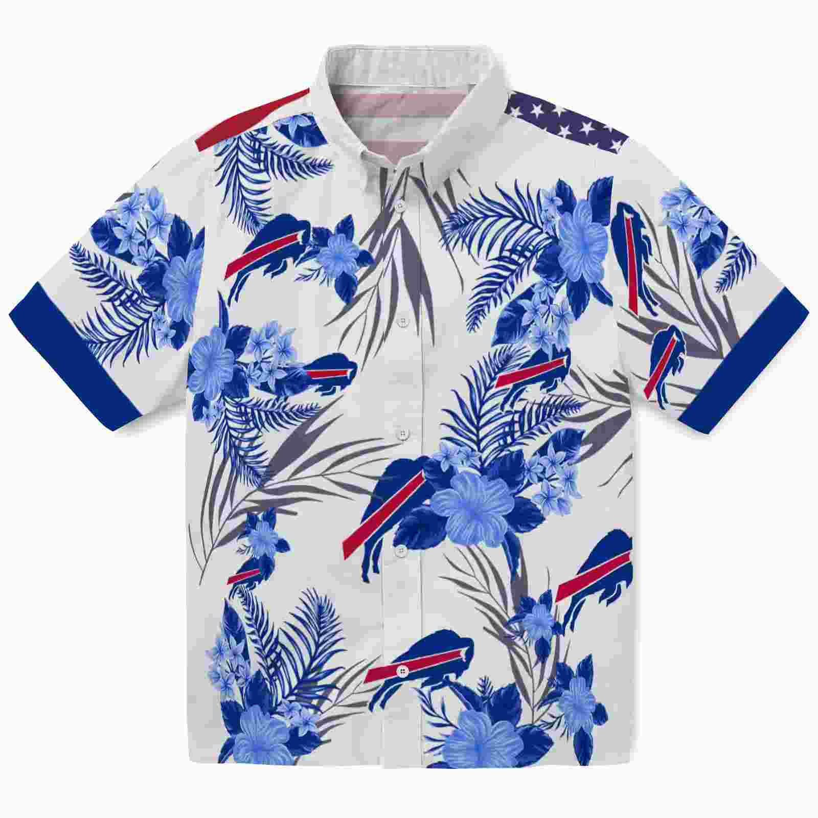 buffalo bills patriotic hibiscus design blue white hawaiian shirt best selling