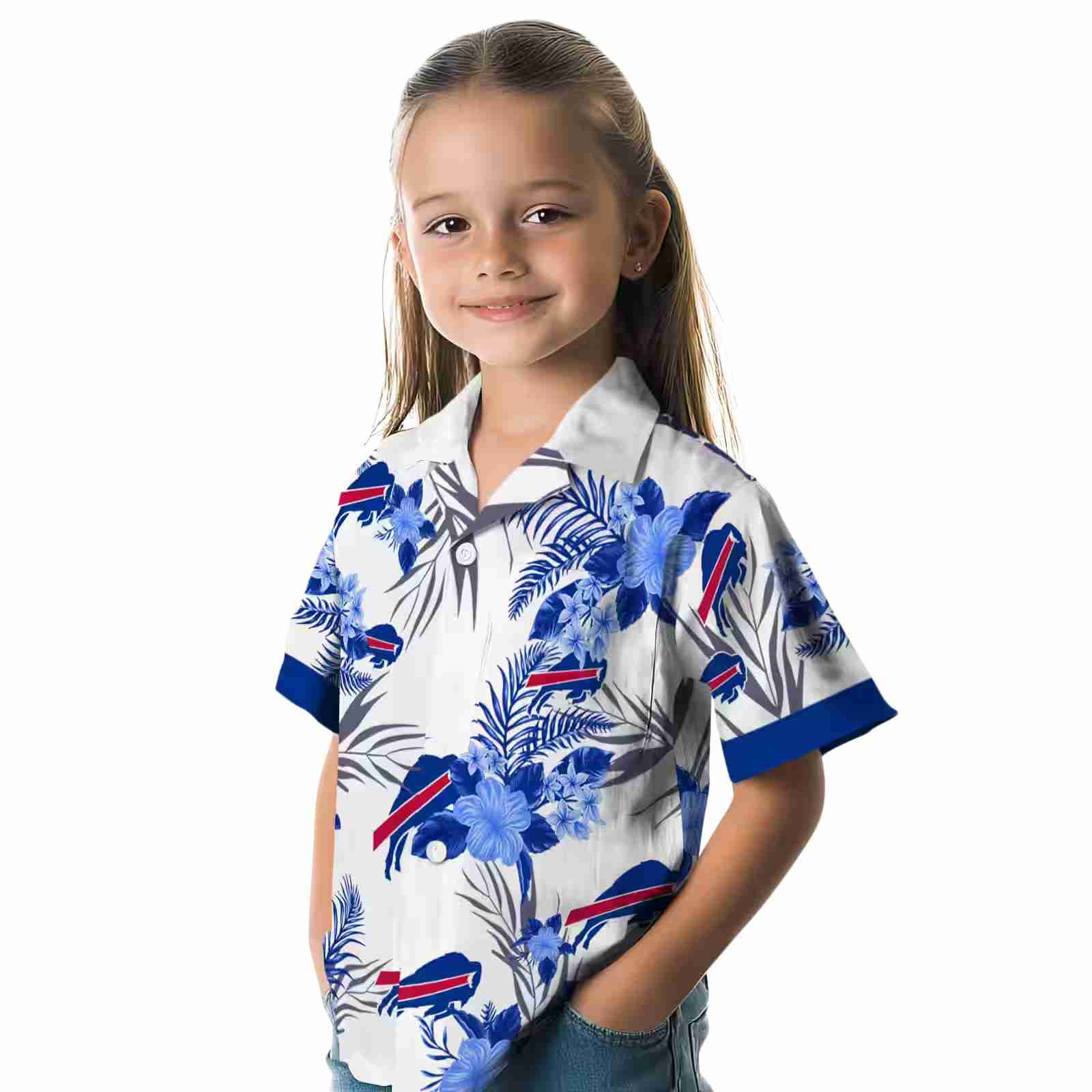 buffalo bills patriotic hibiscus design blue white hawaiian shirt premium grade