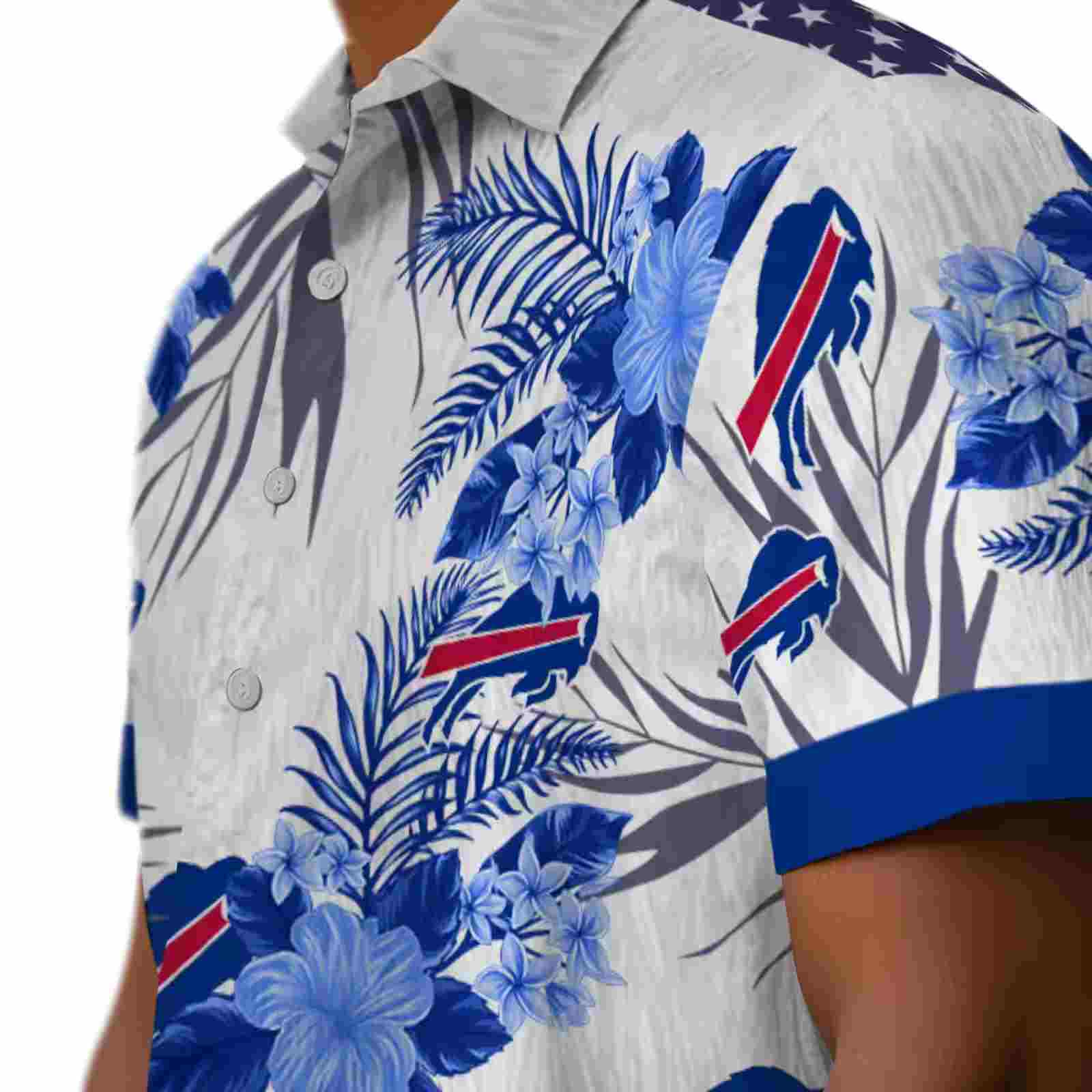 buffalo bills patriotic hibiscus design blue white hawaiian shirt trendy