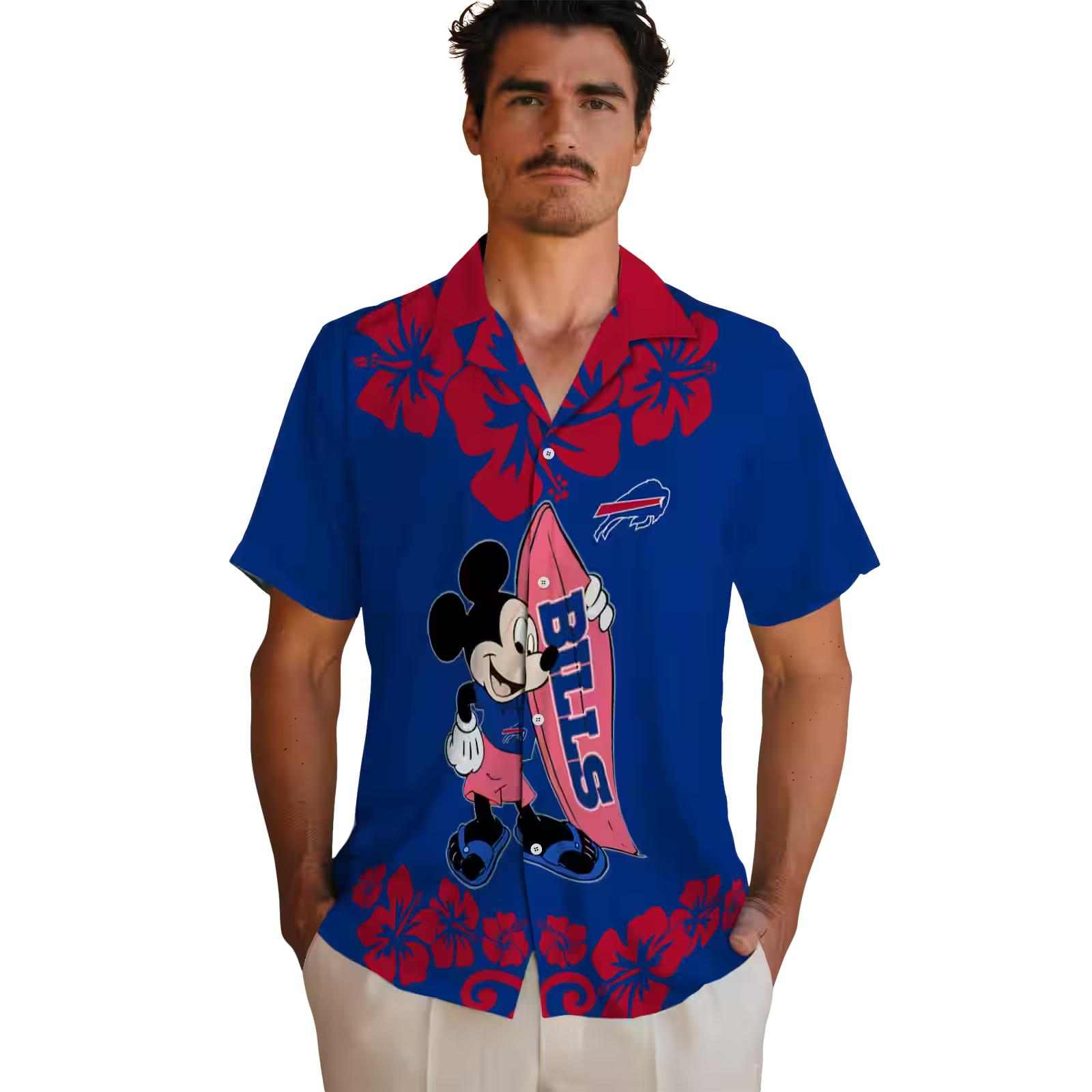 buffalo bills surfing mickey blue hawaiian shirt fashion forward