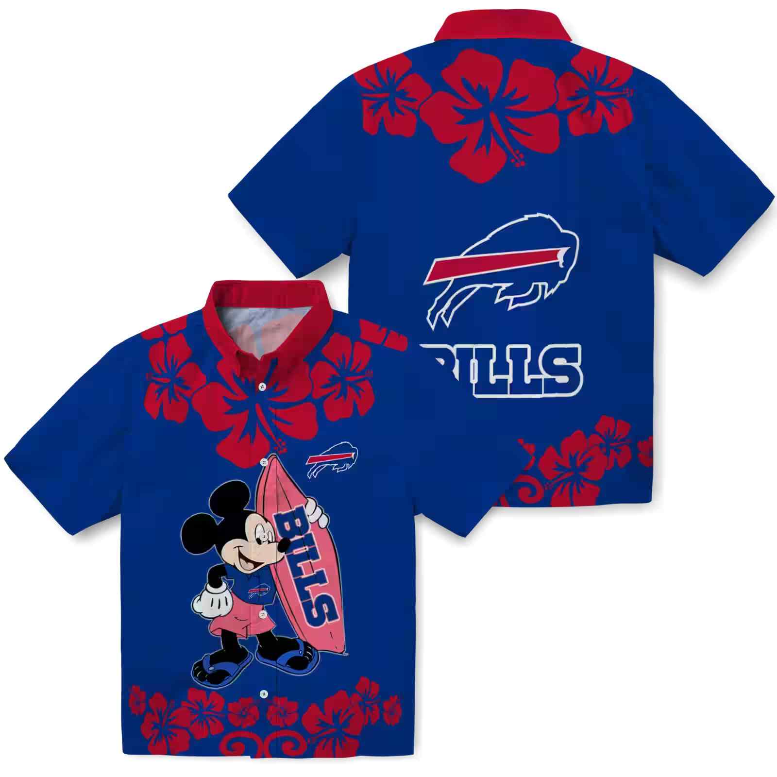 buffalo bills surfing mickey blue hawaiian shirt high quality