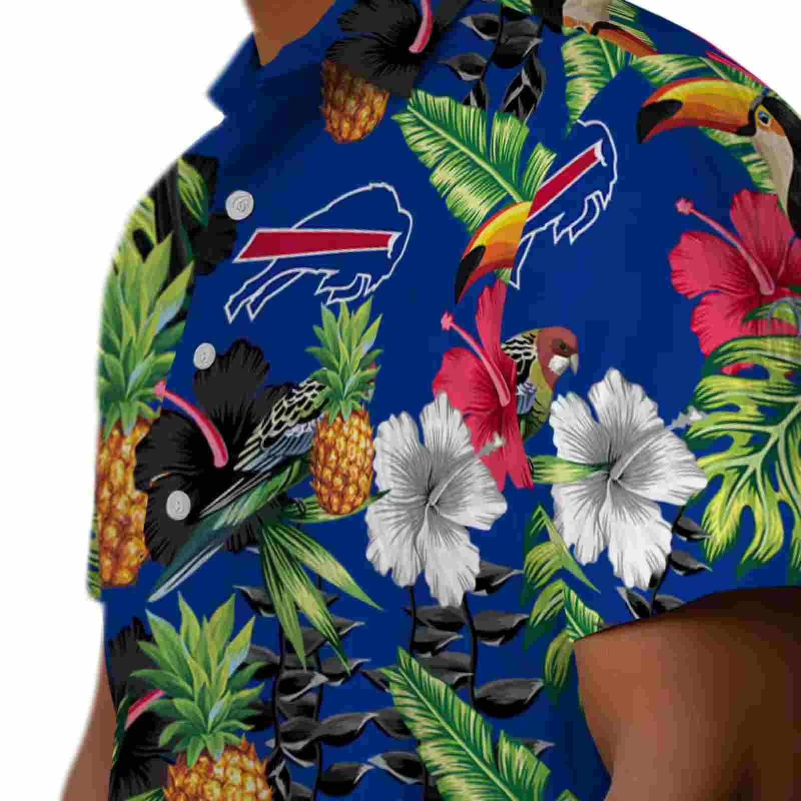 buffalo bills toucan hibiscus pineapple blue green hawaiian shirt trendy