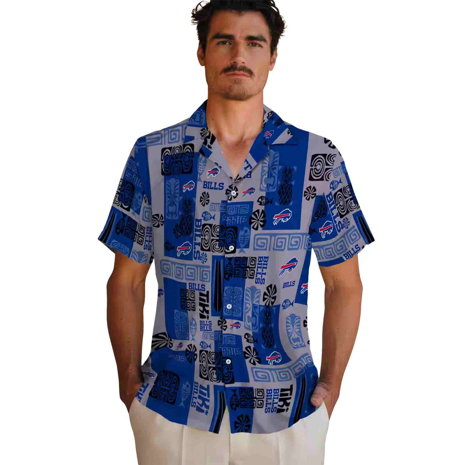 buffalo bills tribal symbols blue hawaiian shirt fashion forward