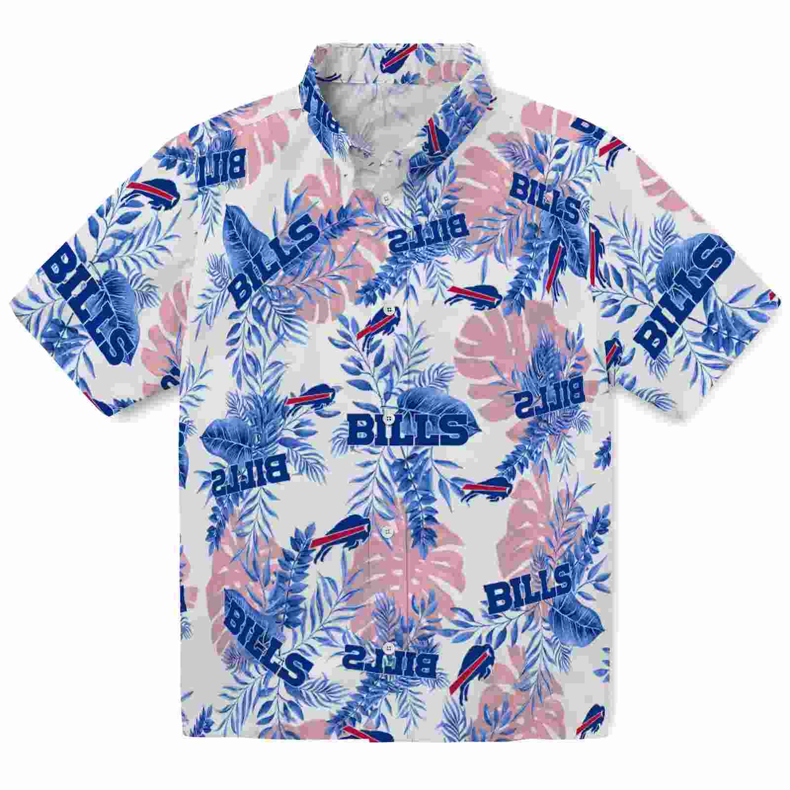 Buffalo Bills Tropical Leaves White Hawaiian Shirt