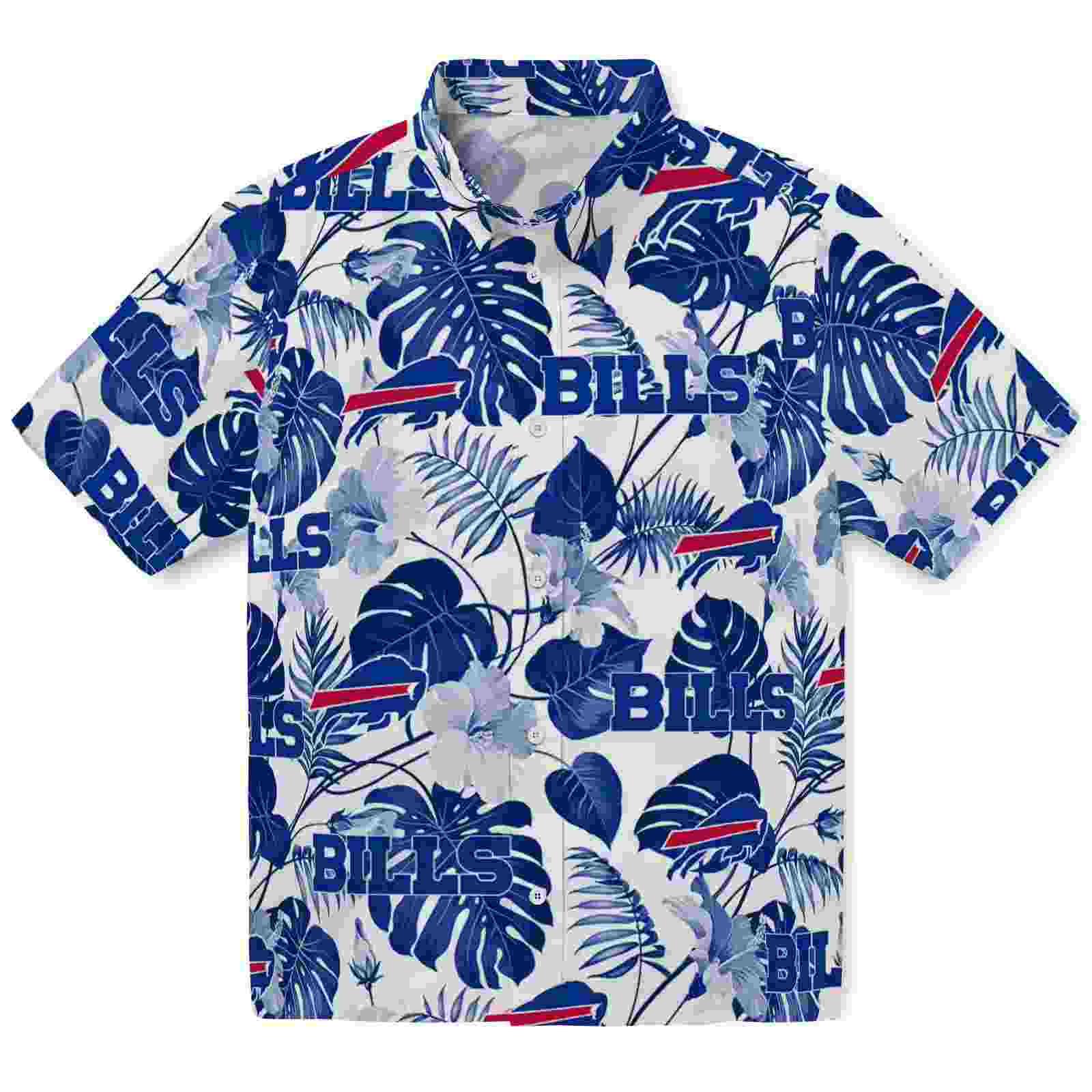 Buffalo Bills Tropical Plants Blue White Hawaiian Shirt