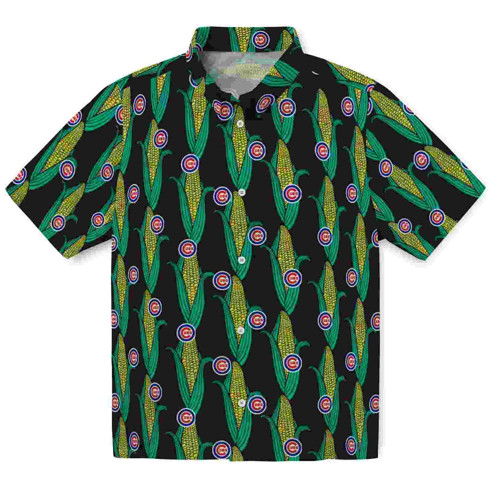 Chicago Cubs Corn Motifs Black Green Hawaiian Shirt