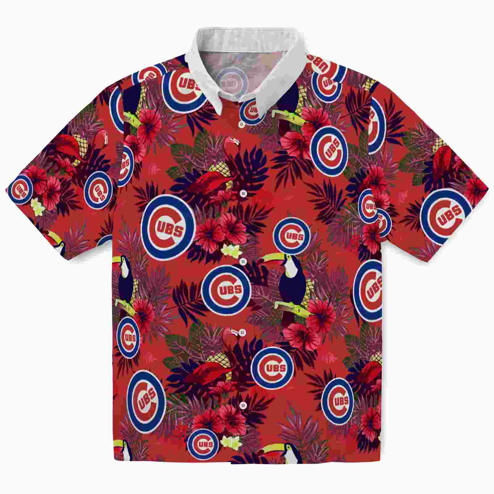 Chicago Cubs Floral Toucan Blue Red Hawaiian Shirt