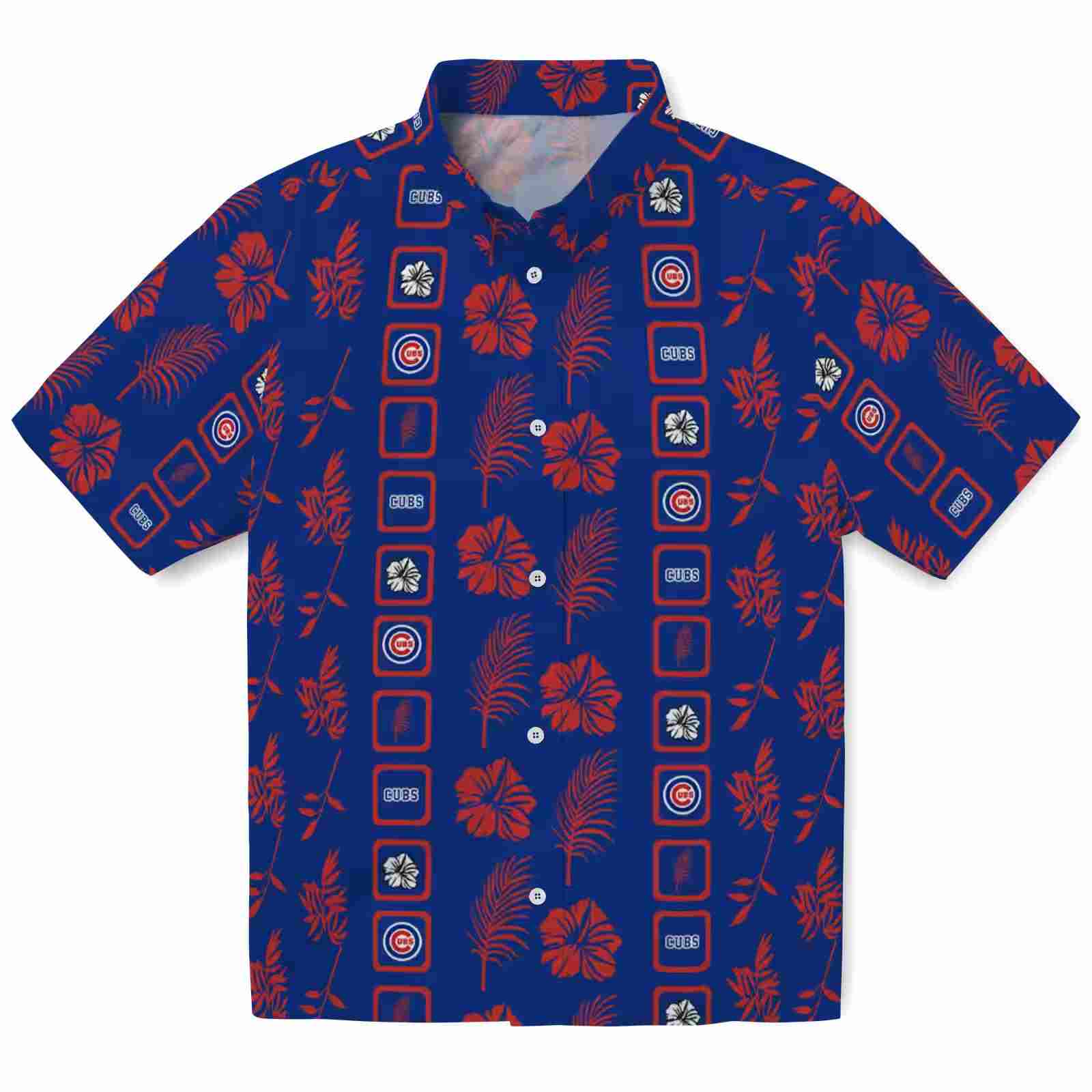 Chicago Cubs Framed Floral Blue Hawaiian Shirt