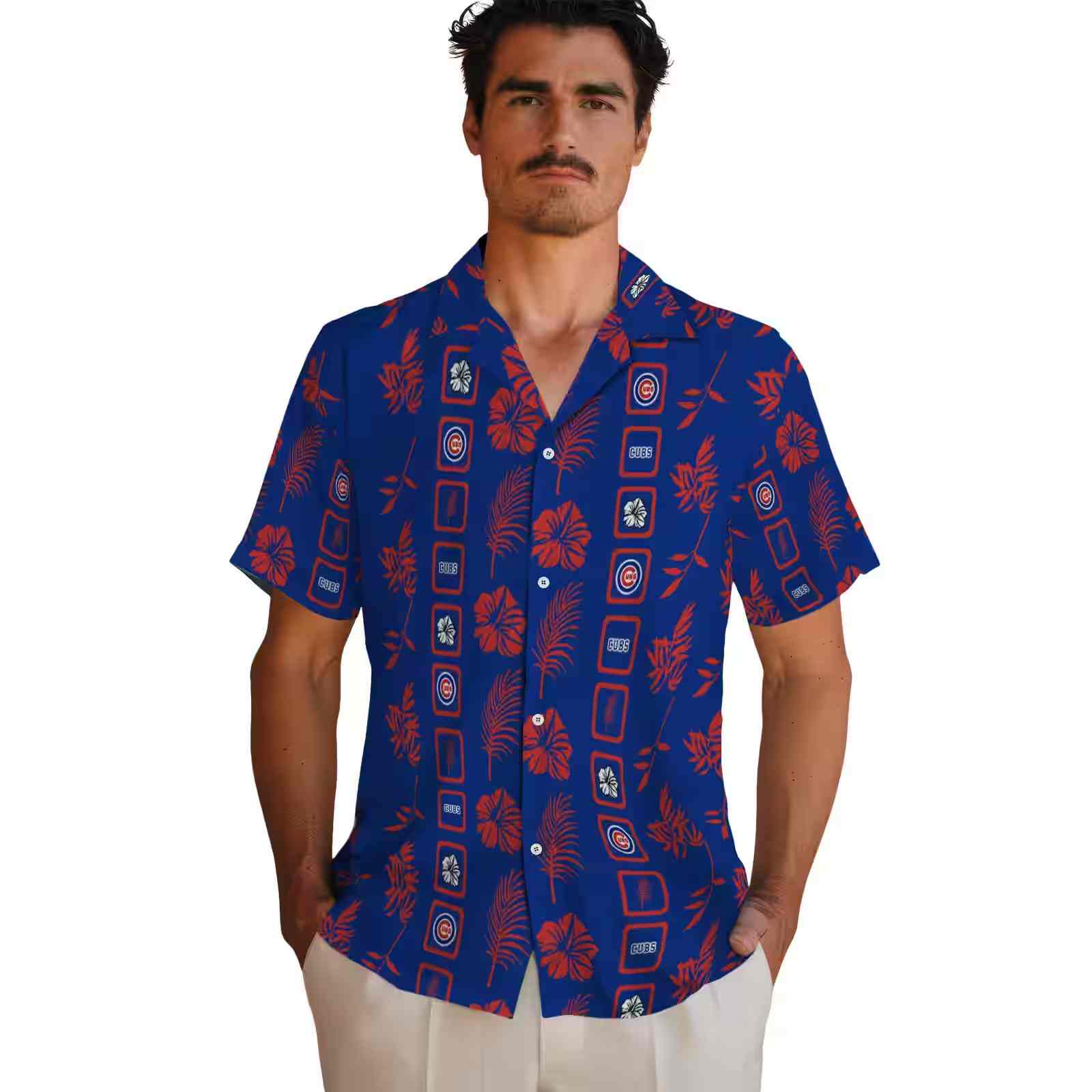 chicago cubs framed floral blue hawaiian shirt fashion forward