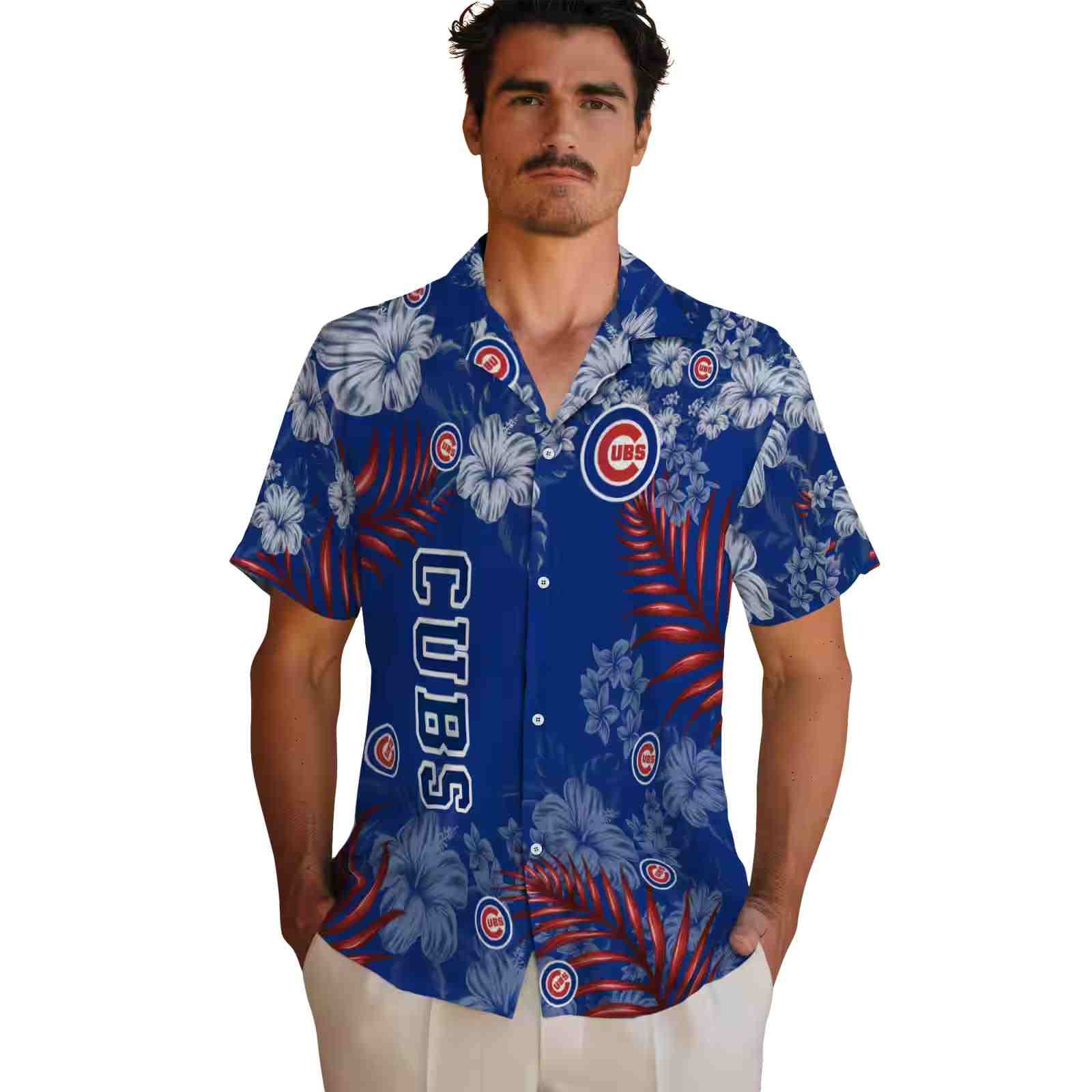 chicago cubs hibiscus print blue hawaiian shirt fashion forward