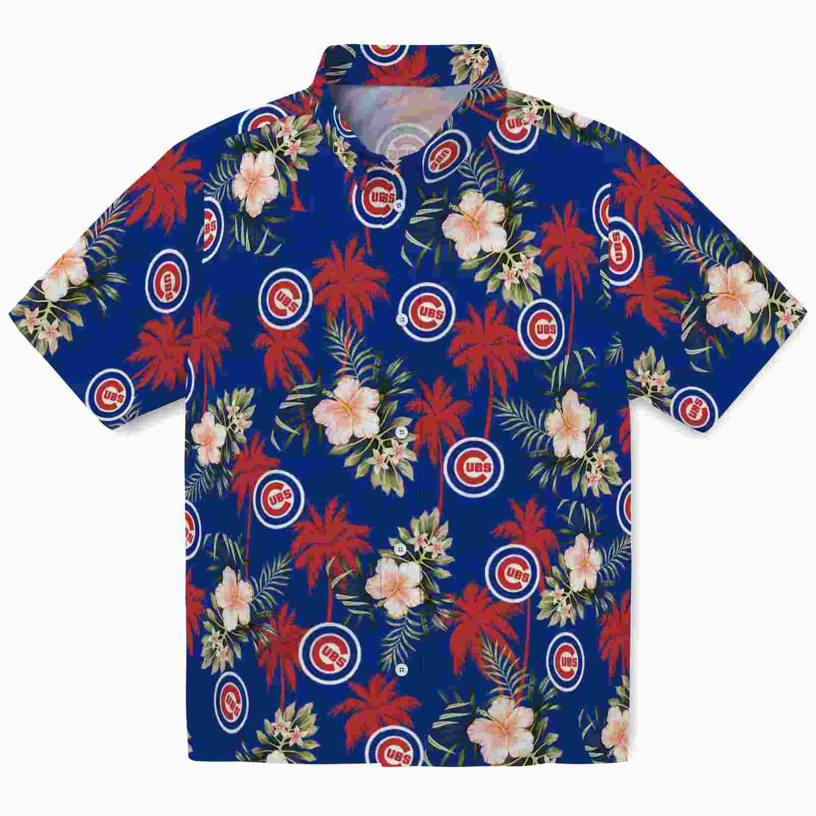 Chicago Cubs Palm Tree Flower Blue Hawaiian Shirt