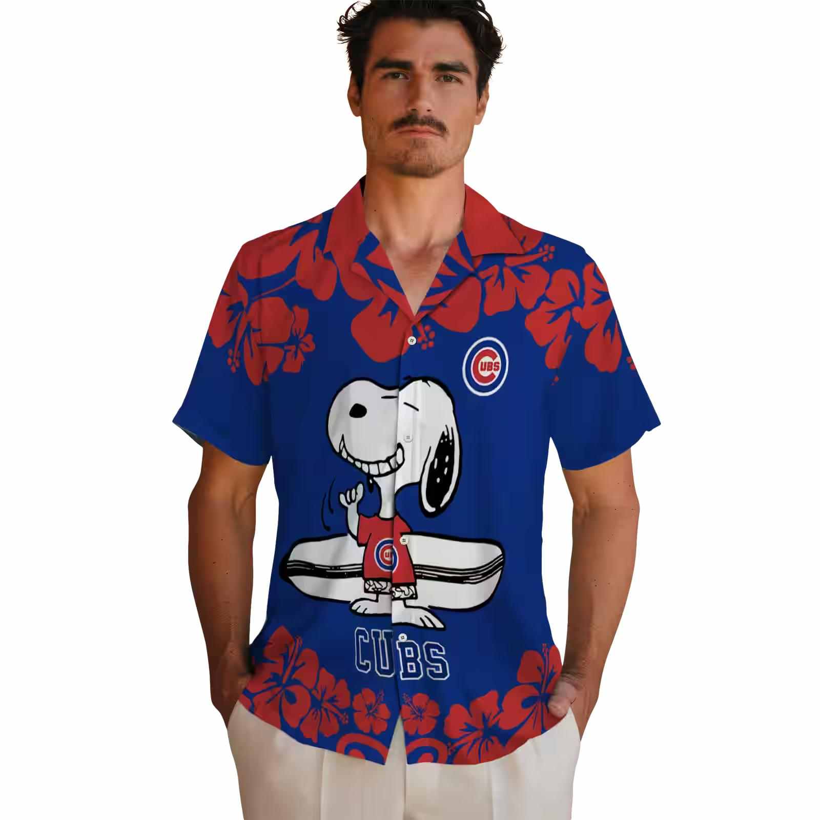 chicago cubs snoopy surf blue white hawaiian shirt fashion forward