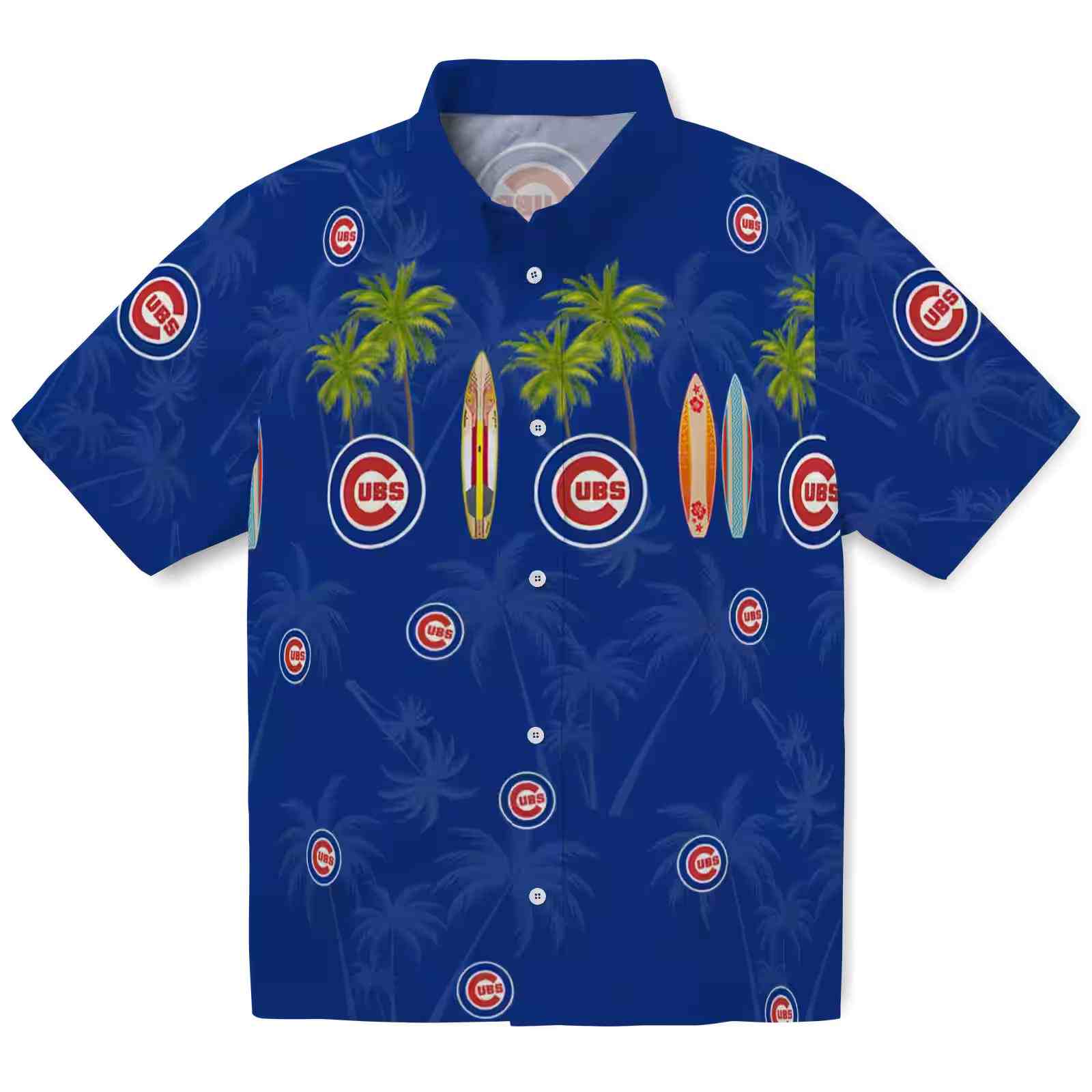 Chicago Cubs Surfboard Palm Blue Hawaiian Shirt