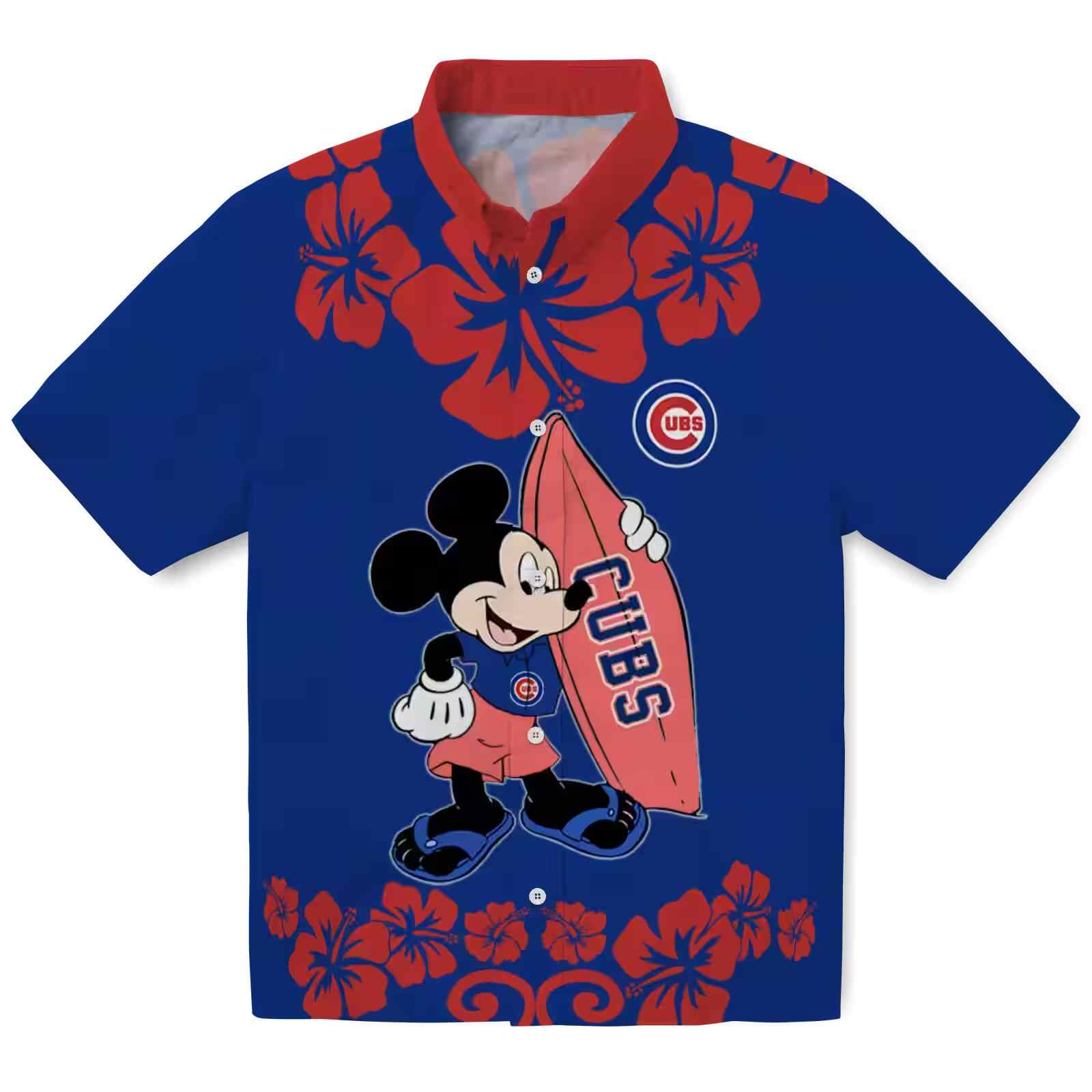 Chicago Cubs Surfing Mickey Blue Hawaiian Shirt